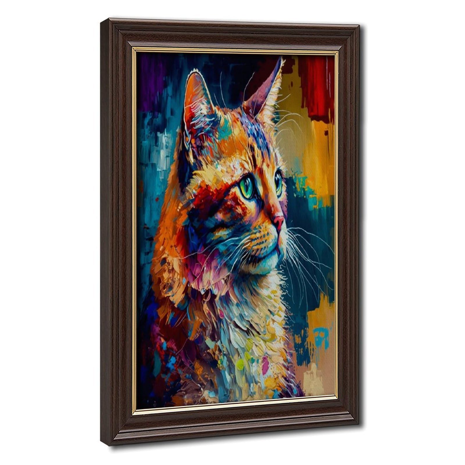 Bareronor Purple Colorful Abstract Cats Art Canvas Poster Bedroom Decor Landscape Office Room Decor Gift 12" L X 18" W