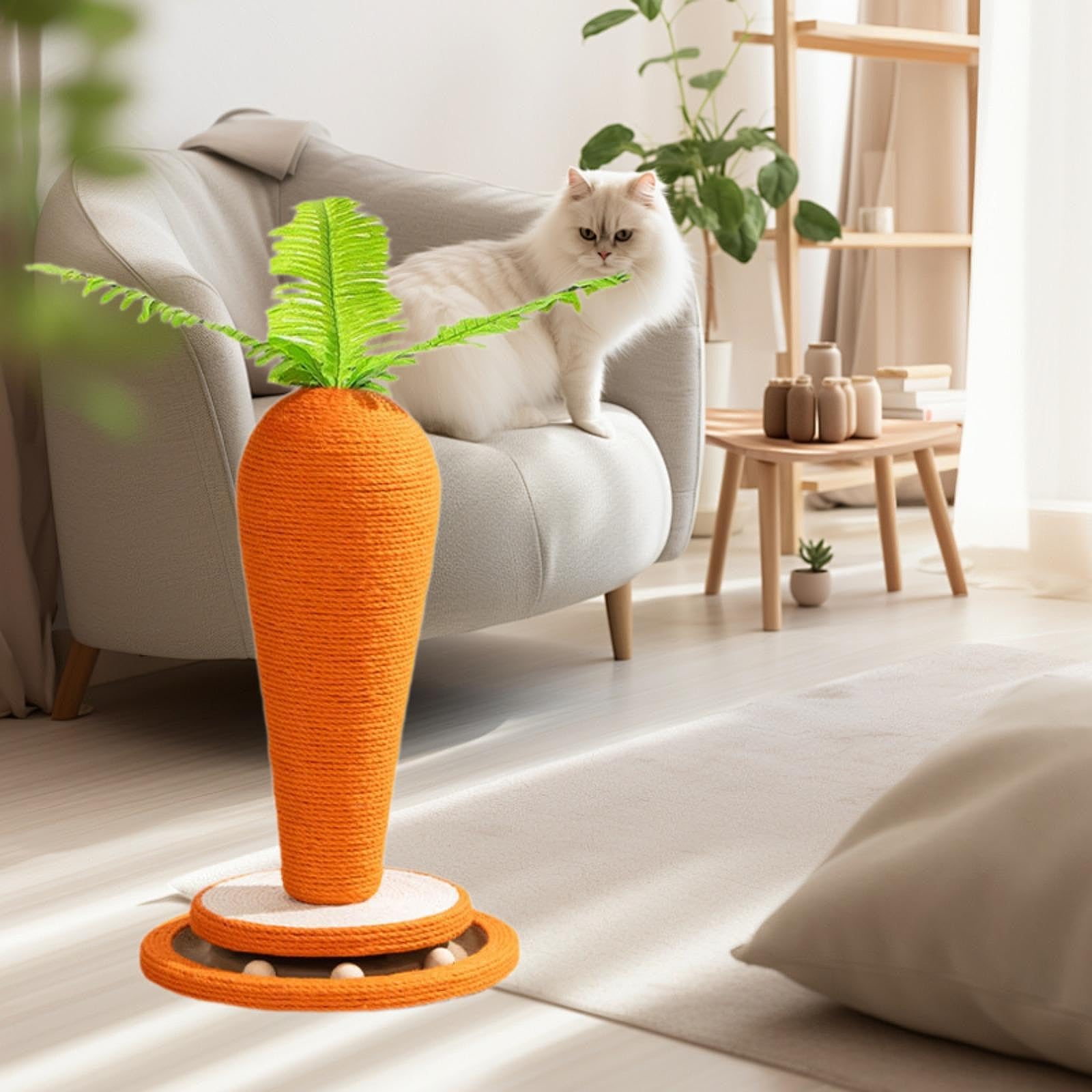 Tiragraffi per Gatti Giocattolo Verticale a Forma di Carota 43x30 cm