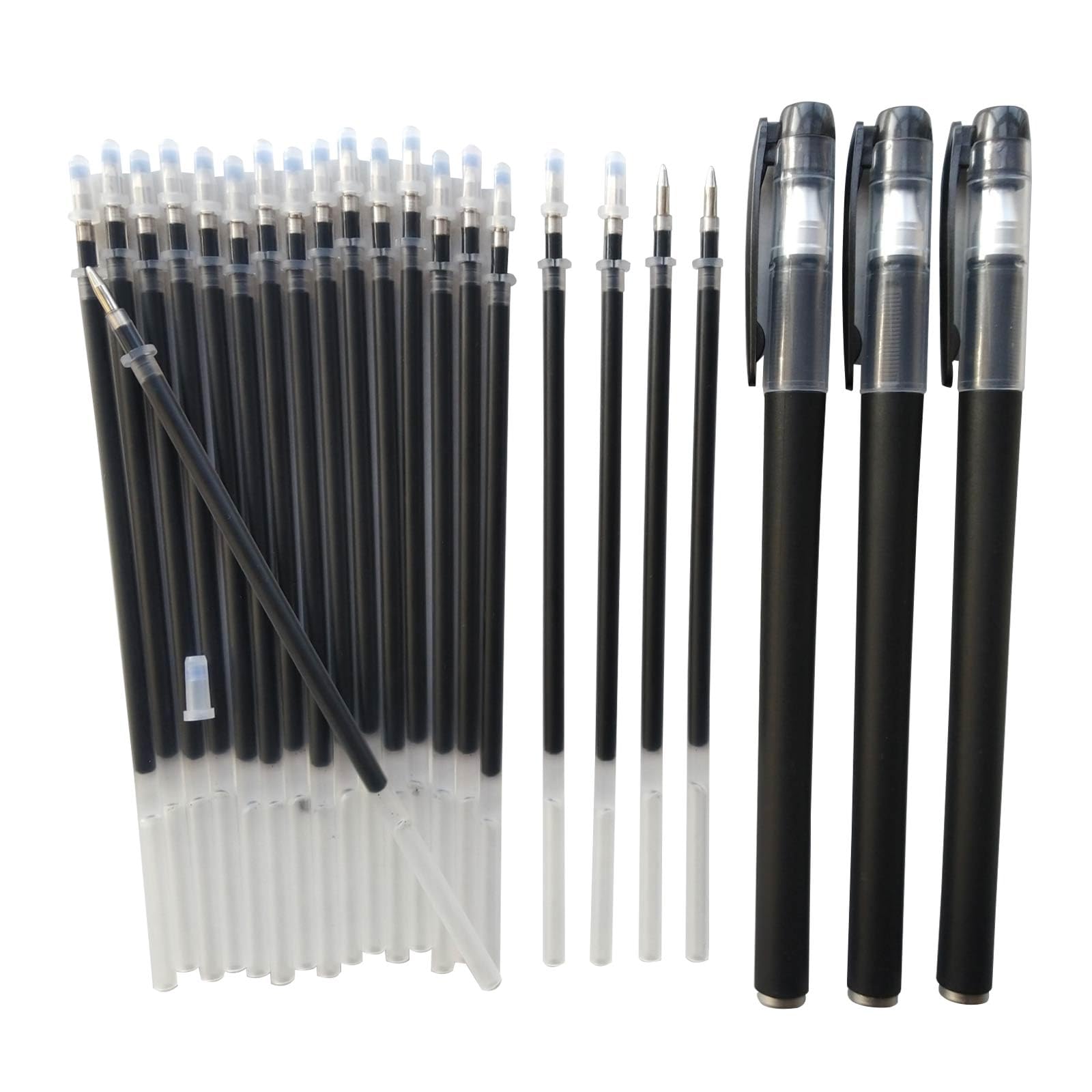 Gel Pen Refill Set Kit, 20 Black Ink Refills & 3 Gel Pens (0.5 mm)