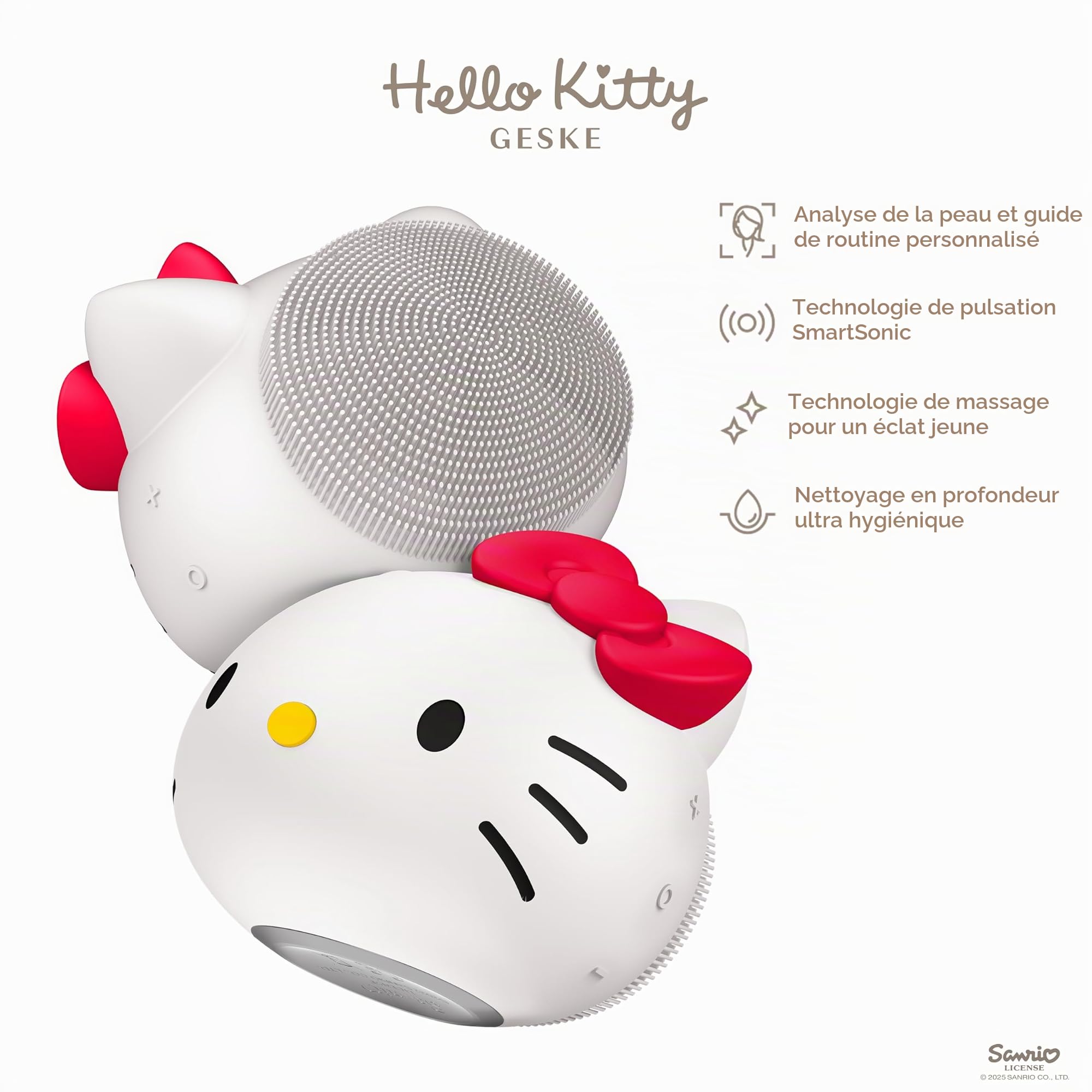 GESKE x Hello Kitty | Brosse faciale sonique SmartAppGuided™ | 4 in 1 | Brosse nettoyante visage électrique | Brosse nettoyage | Brosse faciale | Nettoyage peau | Soins de la peau | Nettoyage doux