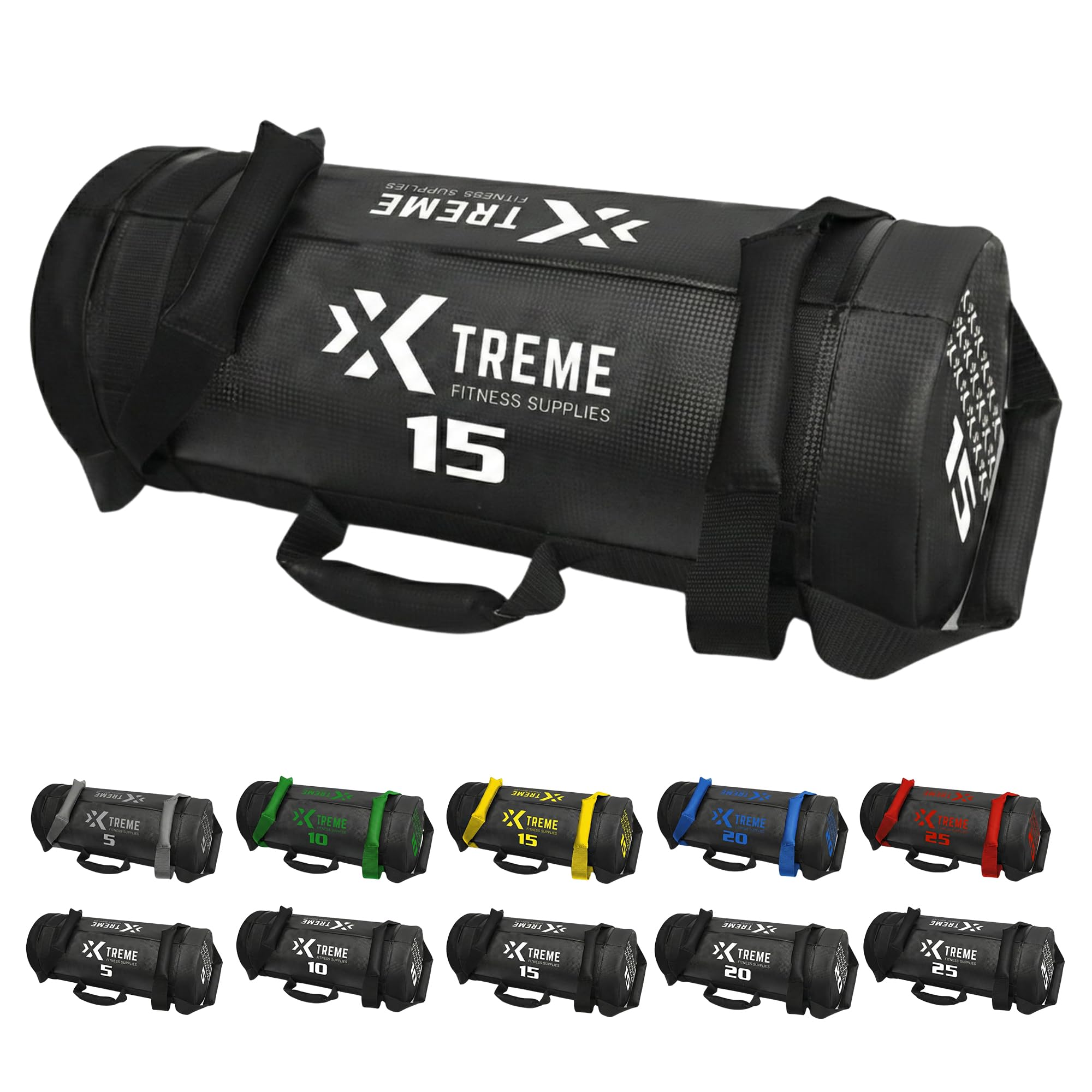 Premium Power Bag 5-25 kg, Robuster PVC Gewichtssack mit Griffen, Vielseitiger Sandbag für funktionelles Training, CrossFit, Hyrox Workouts, Kraft & Ausdauer