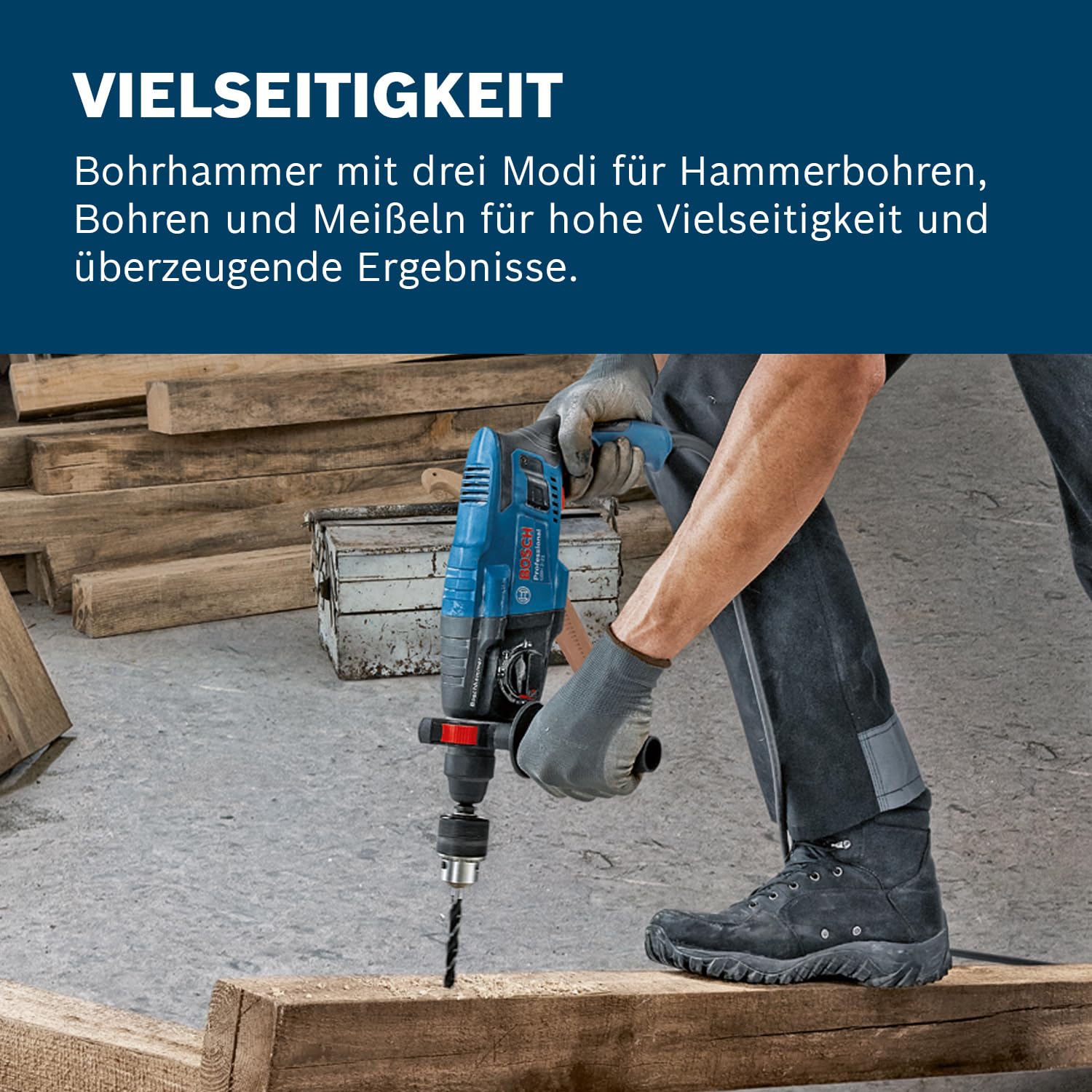 Bosch Professional GBH 2-21 Bohrhammer SDS plus 3x Drill Bit 6/8/10 mm Zusatzhandgriff Tiefenanschlag Handwerkoffer
