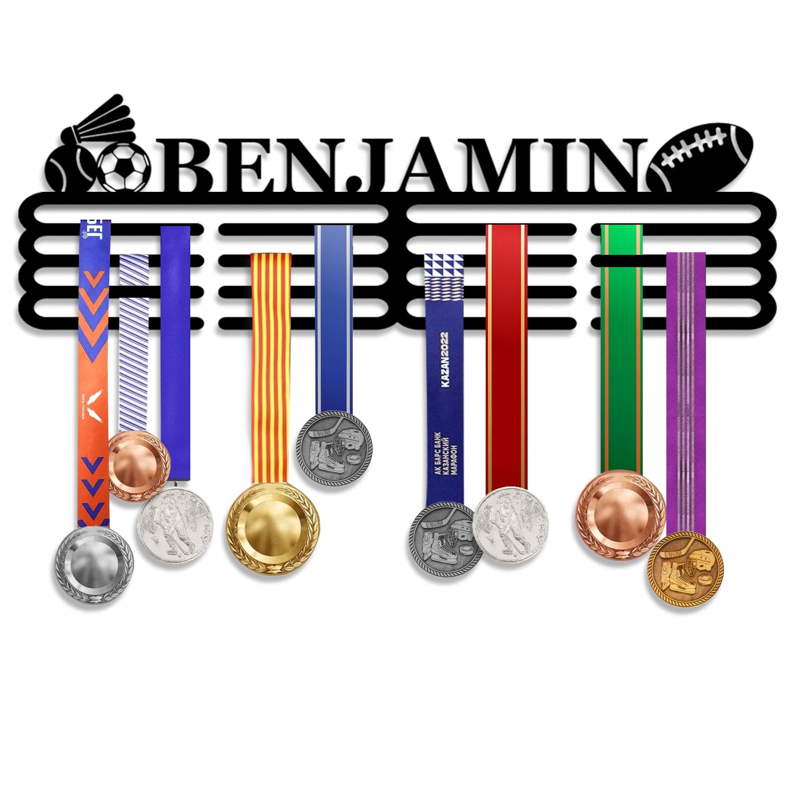 Personalized Medal Hanger Display - Custom Name Medal Holder Rack Wall Mount Decor, Trophy Shelf Tiered Award Rack Award Ribbon Hanger, Women Sports Medal Holder Rack for Dancing, Cheer, Ballet
