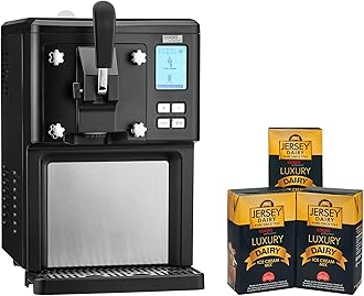 Cooks Professional Luxury Soft Serve Ice Cream Maker | 1.5L | Self-Cooling Compressor | Auto Cleaning | Digital Display | Perfect for Whippy Sundaes & Desserts | Includes 3 x 1L Luxury Jersey Mix