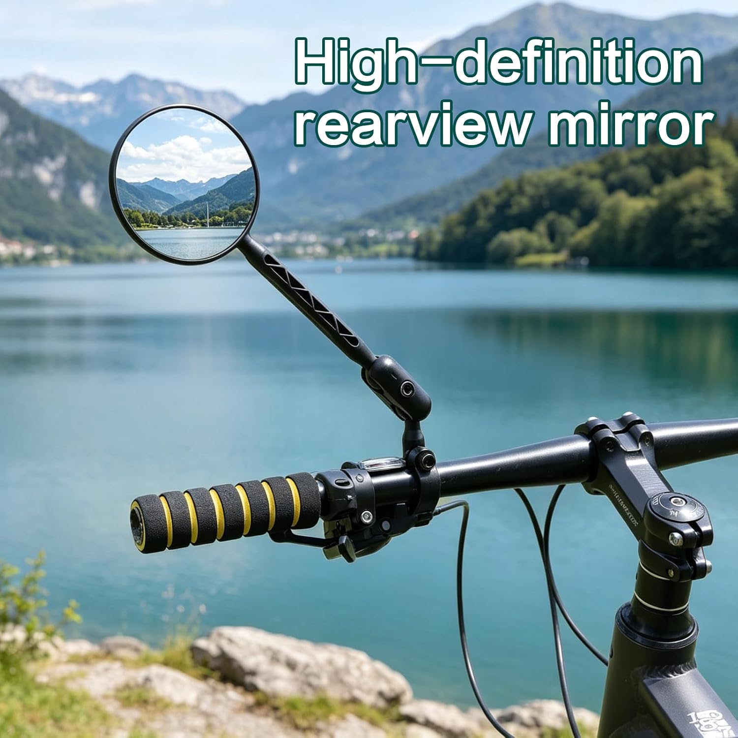 SHEJISI Bike Mirror, 2 pcs Bike Mirrors Handlebar Mount, HD 360° Adjusted Bike Rear View Mirror, Anti-impact/explosion/glare, Fits for Mountain Bikes,E-bike, Bicycle, Scooter (reflective film)