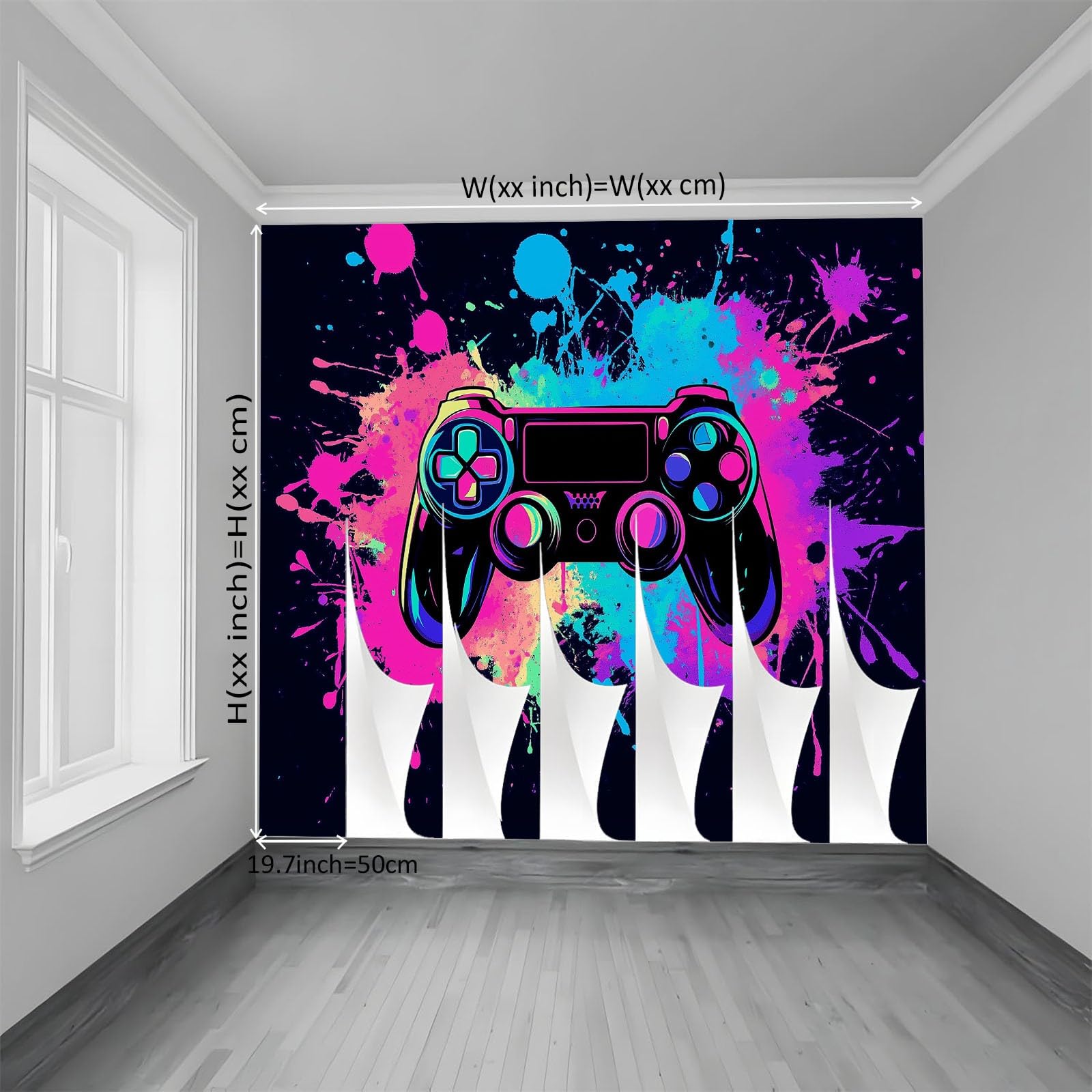 Kontroler gra kolorowa tapeta 3D panoramiczna 400 x 280 cm, fototapeta z włókniny | Fototapeta dekoracyjna do sypialni kolor dekoracje ścienne dla dzieci,