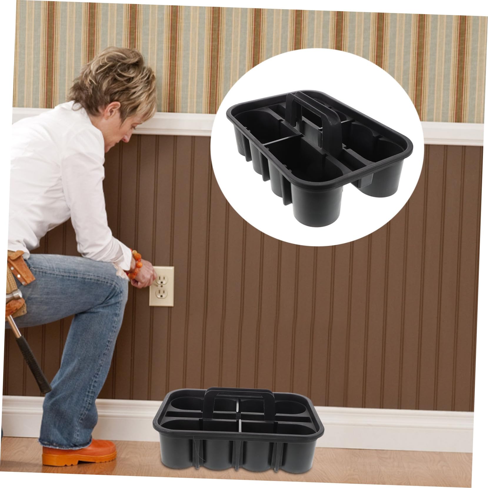 Cesta de Limpieza Portátil con Compartimentos para Herramientas de Automóvil Organizador de Plástico con Resistente para Lavado de Vehículos