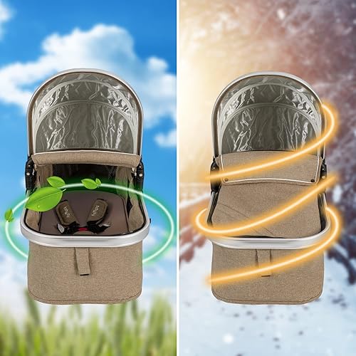 Miniatura 9 de BABY JOY Cochecito de bebé, cochecito reclinable convertible 2 en 1, cochecito plegable con arnés de 5 puntos, incluye soporte para tazas, funda