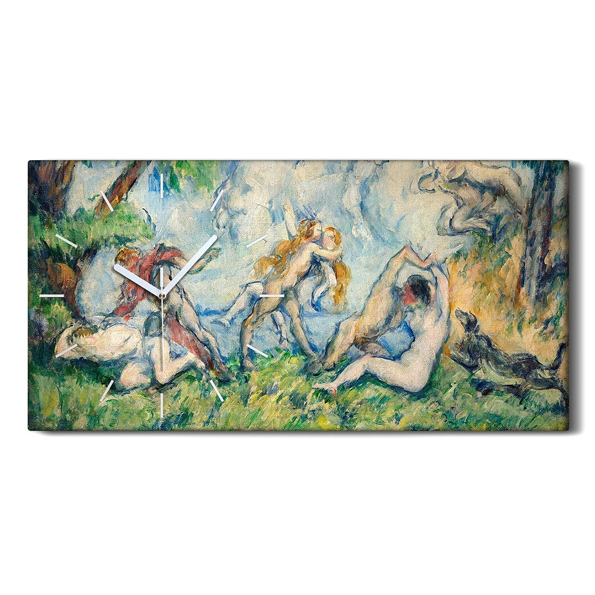 Horloge sur toile 60x30cm La Bataille d'amour avec aiguilles blanches