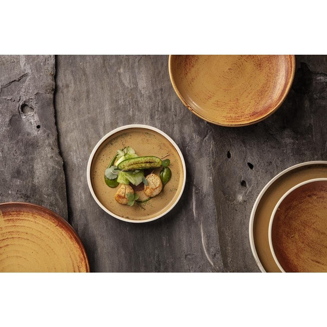 Olympia Ciotole In Ceramica Sienna Shallow - Set Da 6, Color Ruggine, 200mm, Smalto Opaco - Foto 4