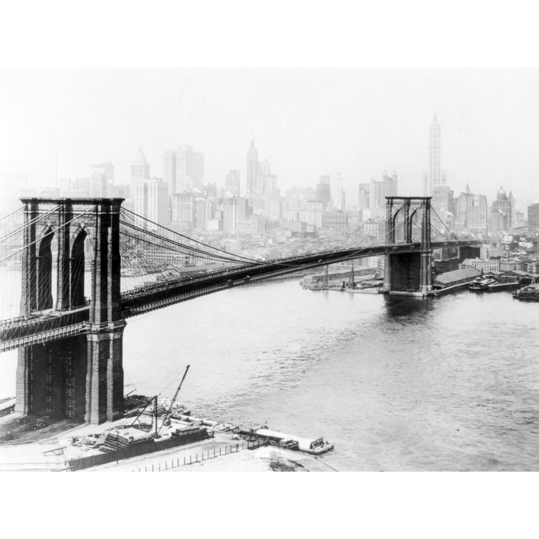 Artery8 New York City Brooklyn Bridge Manhattan Vintage Photo 1915 Premium Wall Art Canvas Print 18X24 Inch