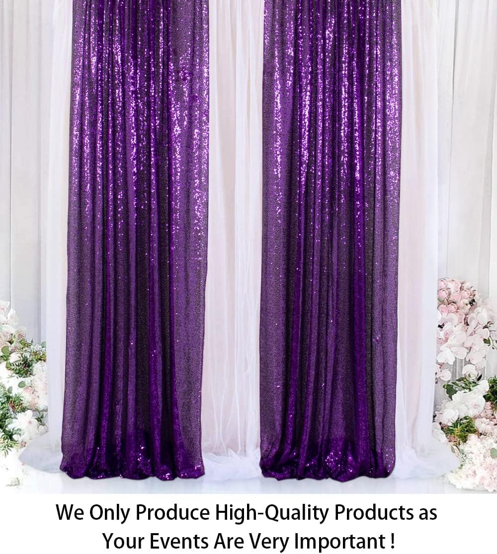 Condition photo showing Good Condition for ShinyBeauty Sequin Curtains 2 Panels Purple 2FTx8FT Sequin Photo Backdrop Royal Purple Sequin Backdrop Curtain Pack of 2 Shimmer Fabric Backdrop Party Photographic Studio Photo Backgrounds