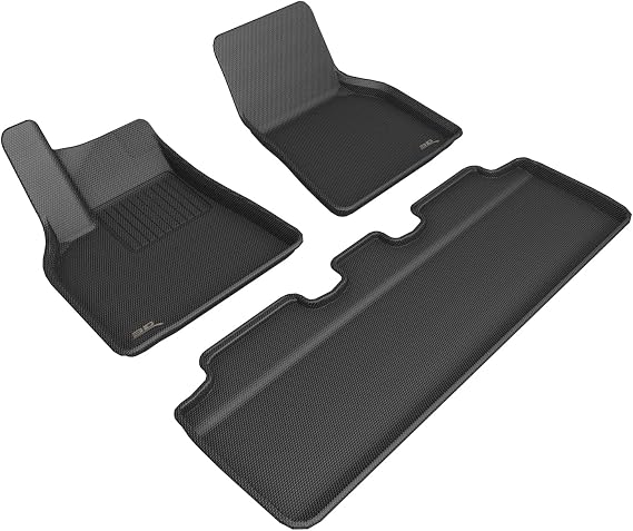 3D MAXpider Custom Fit Kagu Floor Mat (Black) Compatible with Tesla Model Y 5-Seat 2020 - Full Set