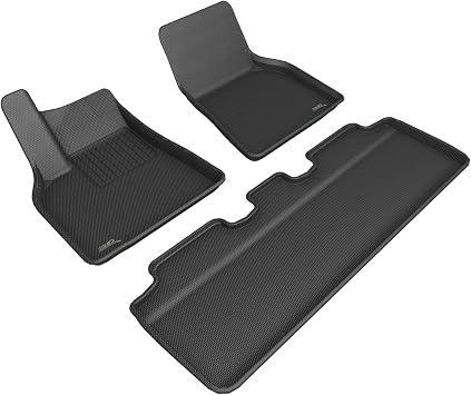 3D MAXpider Custom Fit Kagu Floor Mat (Black) Compatible with Tesla Model Y 5-Seat 2020 - Full Set