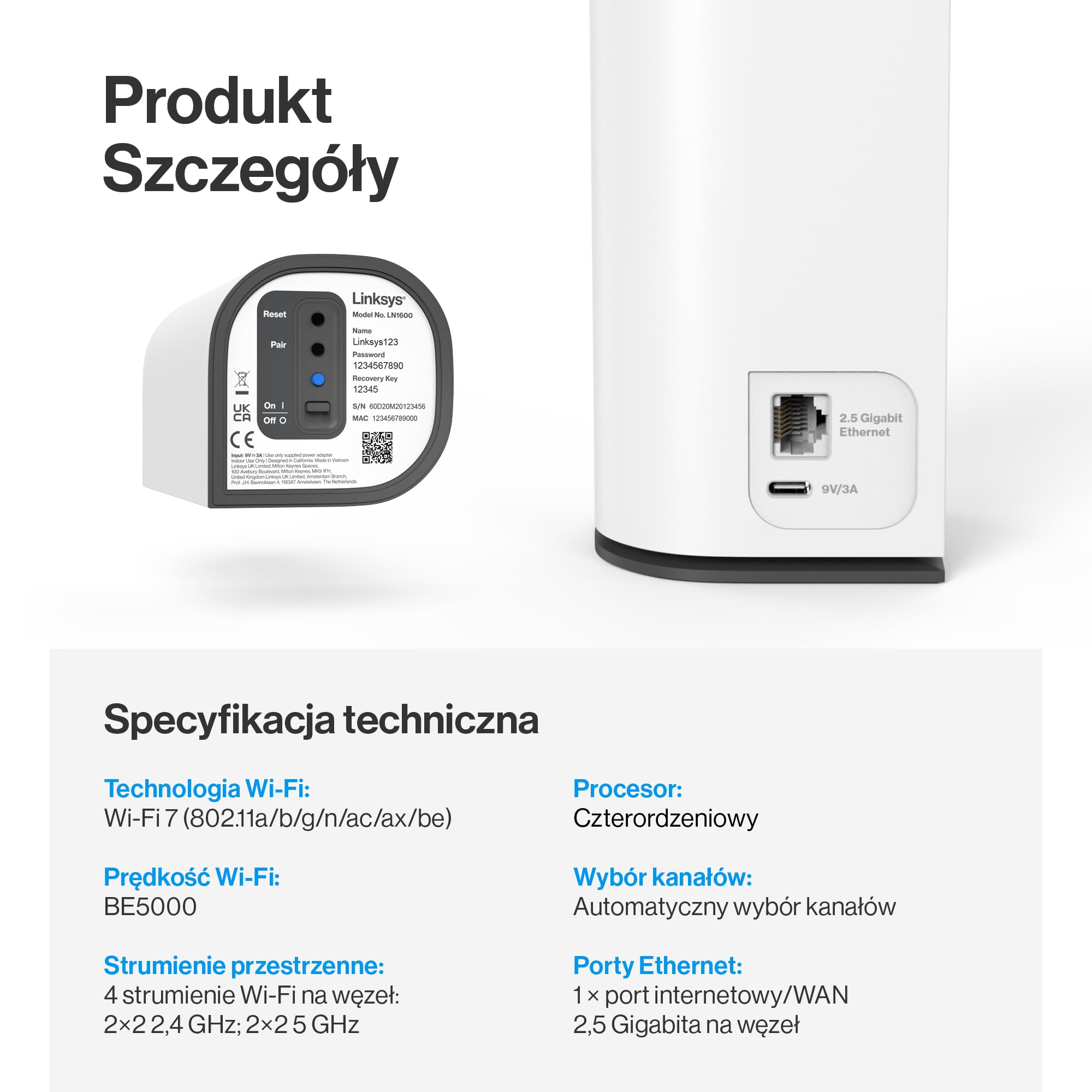 Linksys Velop Micro 7 Mesh-System | Dual-Band mit BE5000 WLAN-Geschwindigkeit | Mesh-Abdeckung bis zu 200 m2 pro Node | 2,5 Gbit/s Ethernet | 1,8X schnelleres WLAN als WiFi 6 | 1er-Pack