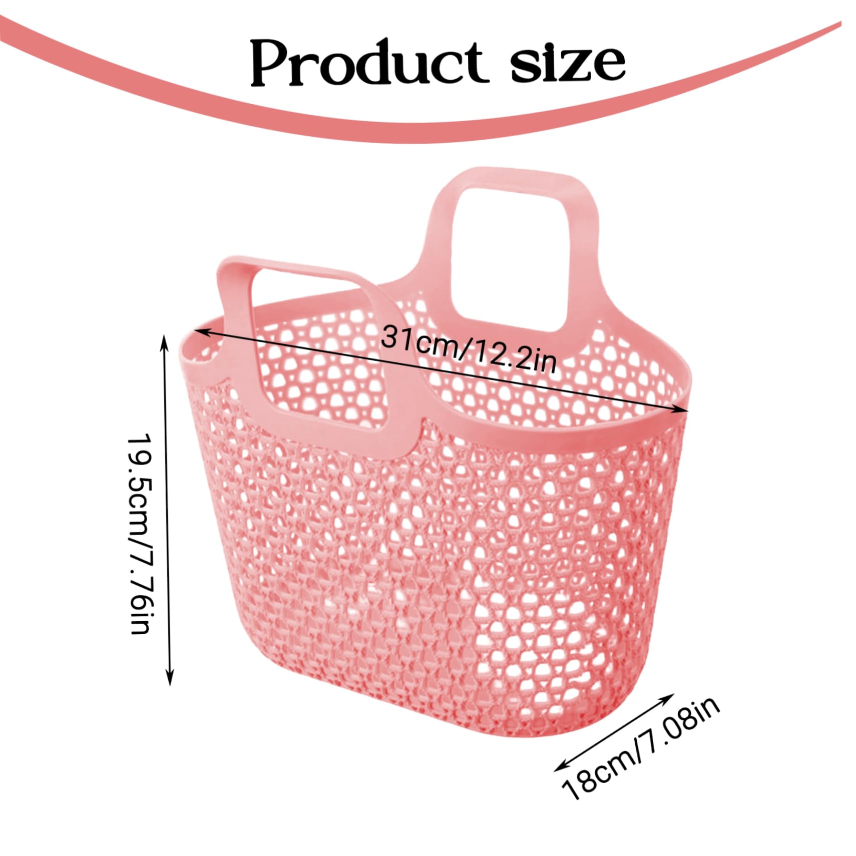 Cesta de ducha portátil, cesta de plástico hueca con doble asa, de ducha de gran capacidad para lavandería, baño, almacenamiento en dormitorio universitario y 1