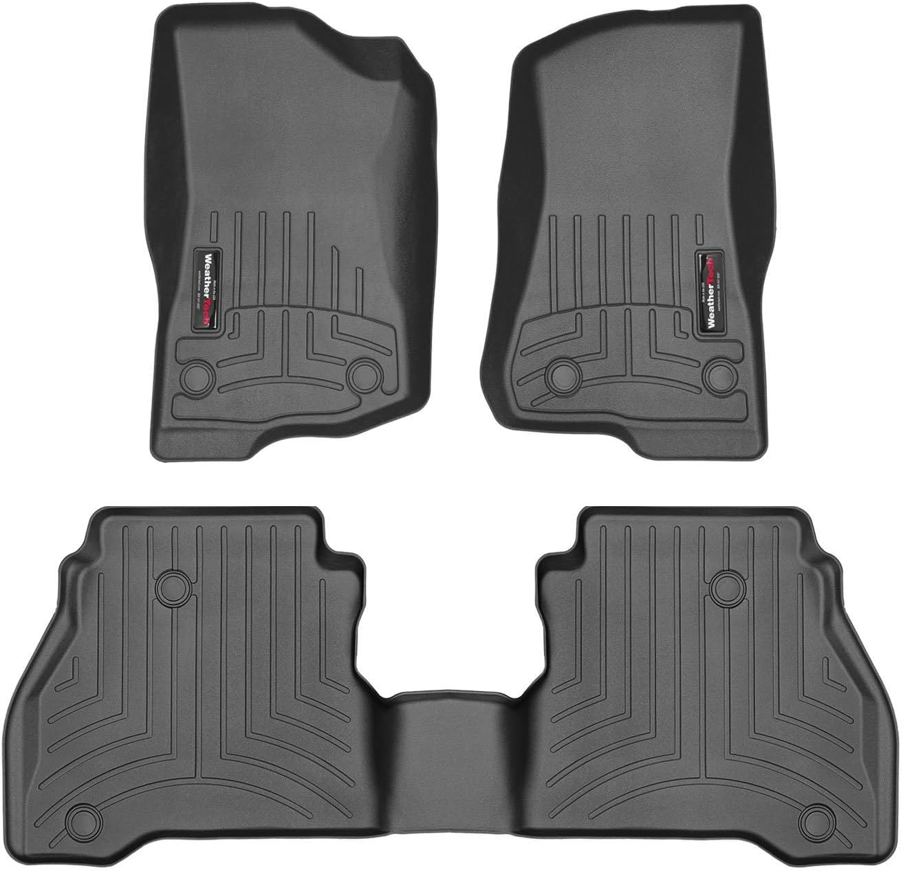 WeatherTech Custom Fit FloorLiners for Jeep Gladiator - 1st & 2nd Row (441313-1-4), Black