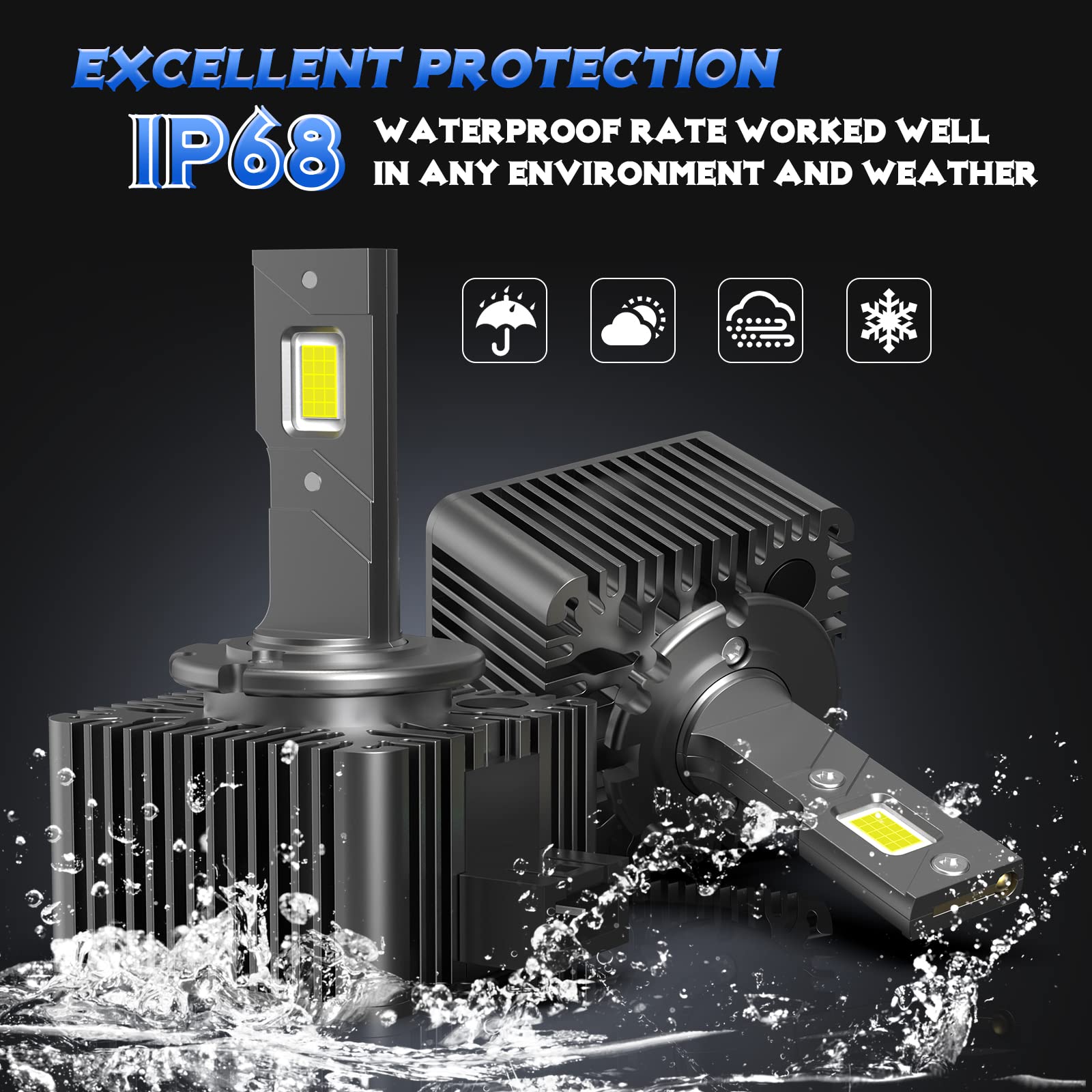 CAR WORK BOX Żarówki LED D1S, zamiennik żarówek ksenonowych HID, 60 W, 12000 lm, 6000 K, D1S, żarówki samochodowe