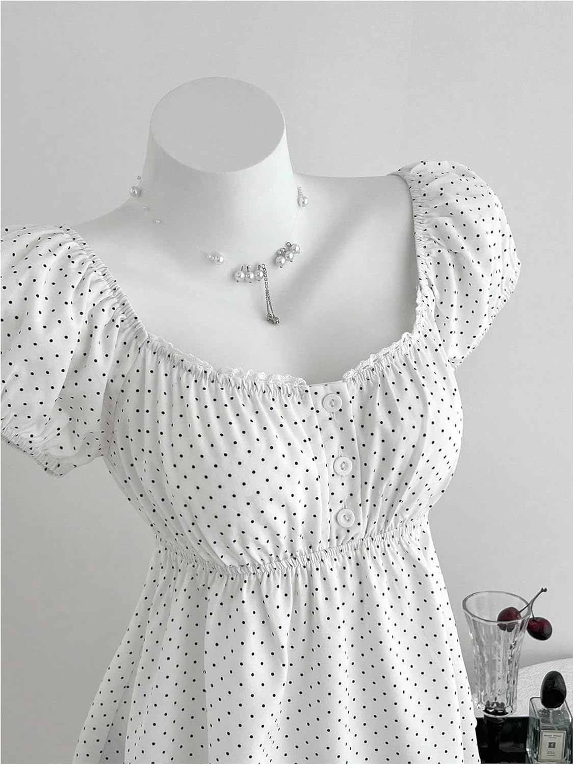 Verdusa Women's Peplum Tops Polka Dots Cute Summer Going Out Babydoll Tops - Image 3