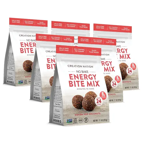 No-bake Energy Bite Mix - Makes 144 Energy Bites, Protein Balls, No-bake Keto Cookies. 7-9g protein/ serv, tastes like a chocolate coconut cookie! Keto, Paleo, Vegan, Gluten Free, Grain Free, No Sugar Added. Cocoa for Coconuts, 6-Pack 1
