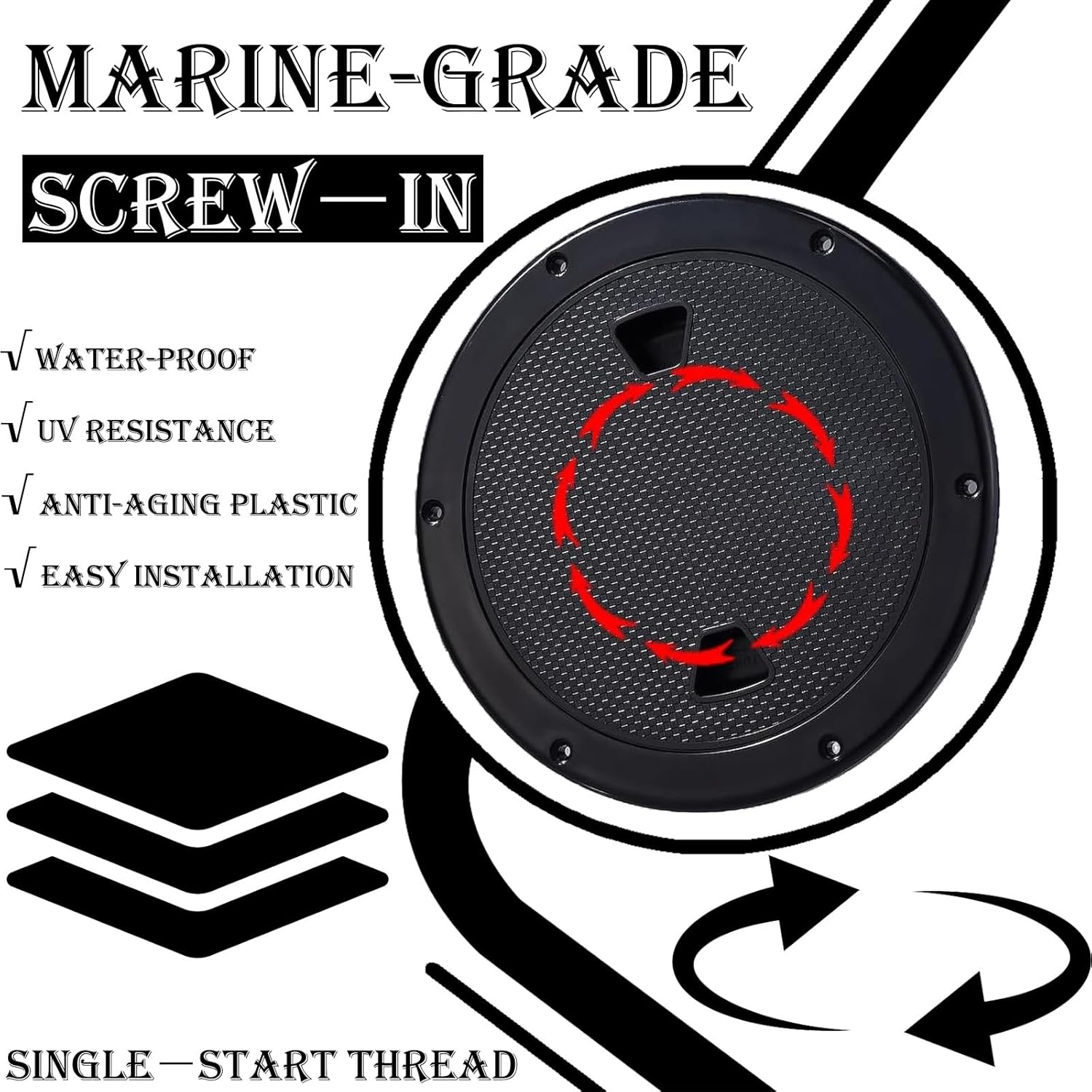 2 Pcs Round Non-Slip Inspection Hatch, Marine Deck Plate with Detachable Cover for Boats, Ships, RVs, and Outdoor Facilities