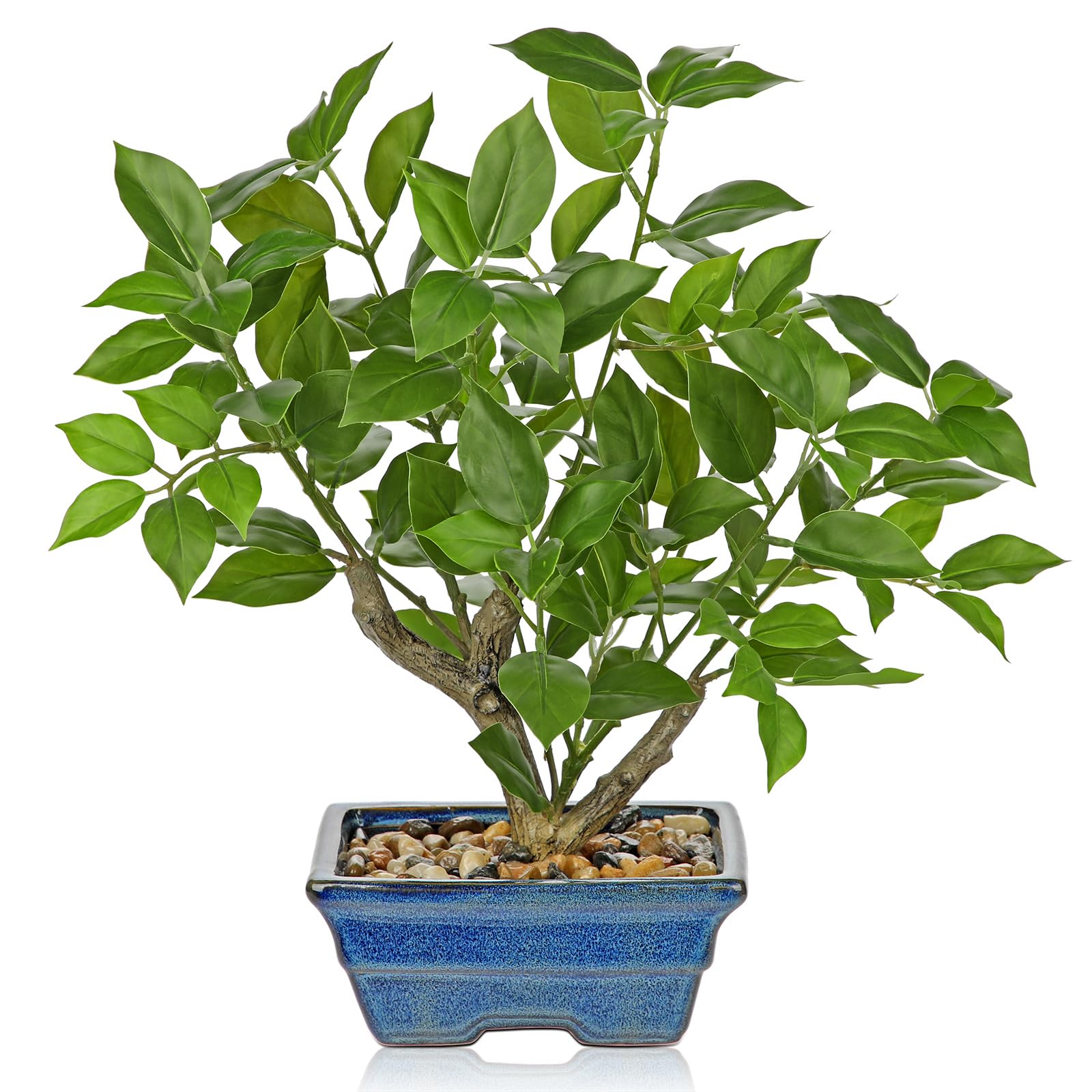 Briful 43CM Kunstpflanze Wie Echt Künstliche Ficus Pflanzen in Schwarzem Topf Dekopflanze für Fensterbank Wohnzimmer Badezimmer Dekoration