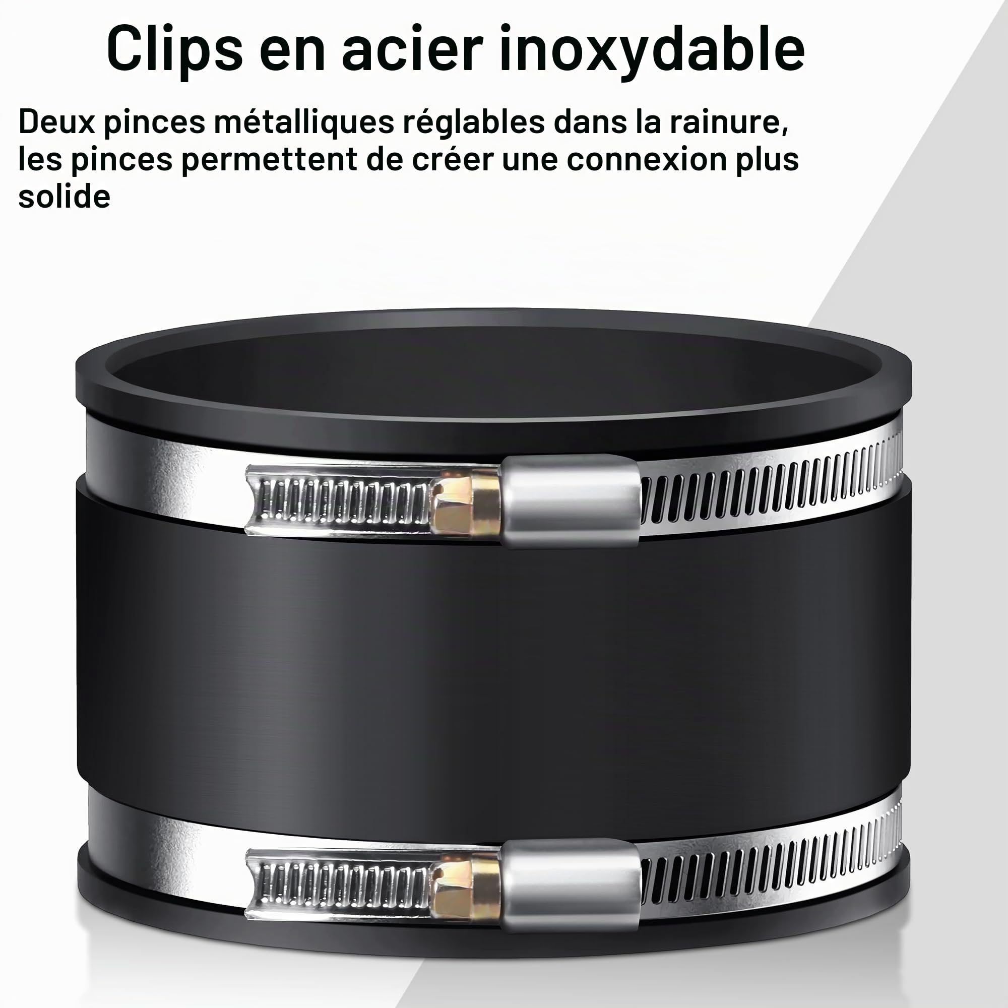 Raccord de tuyau - Manchon en caoutchouc - Diamètre 150 mm - Raccord flexible inox - Réduction bruit - Pour ventilateur
