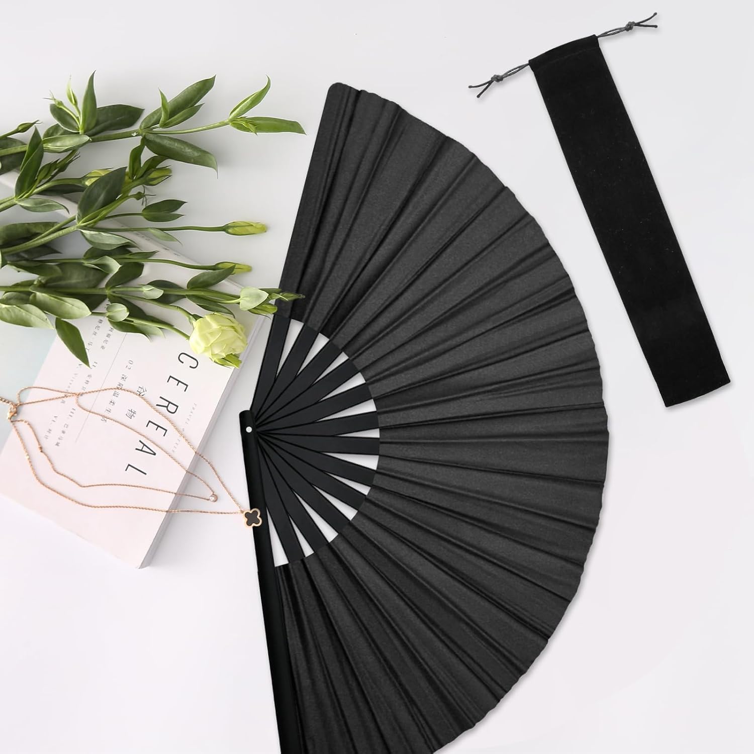 Black Line Dancing Fan, Foldable Boots on the Ground Hand Fan, Big Handheld Line Dance Clap Fan, 1 Pcs