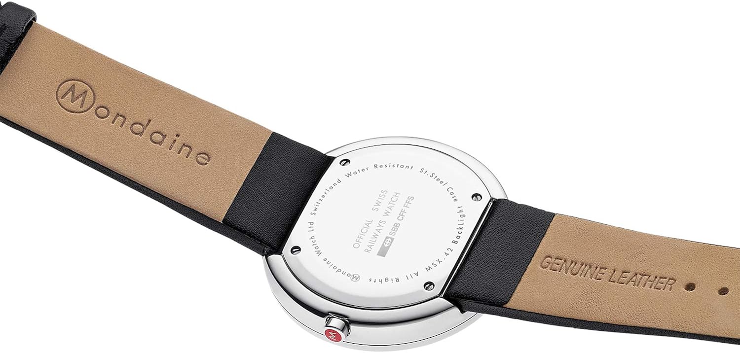 Mondaine Giant - Orologio con Cinturino Nero in Pelle per Uomo e Donna, MSX.4211B.LB, 42 MM Mondaine Giant - Orologio con Cinturino Nero in Pelle per Uomo e Donna, MSX.4211B.LB, 42 MM