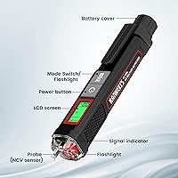 Vista 7 de KAIWEETS Probador de voltaje/probador de voltaje sin contacto con porcentaje de señal, CA de doble rango 12V/70V-1000V, probador de cable vivo/nulo