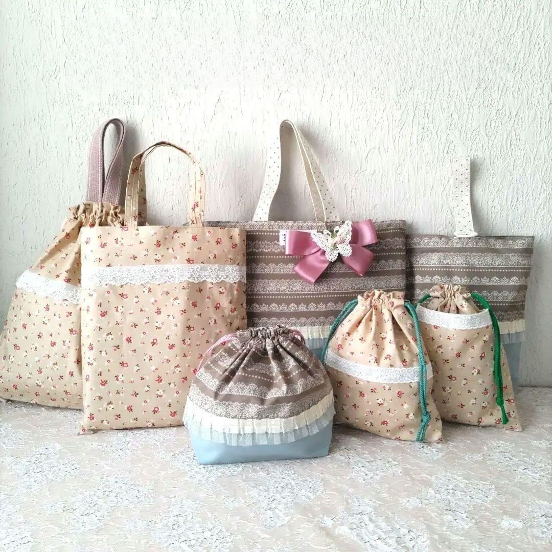 入園入学セット 7点 レッスンバッグ 上履き入れ 体操着袋 給食袋 花柄