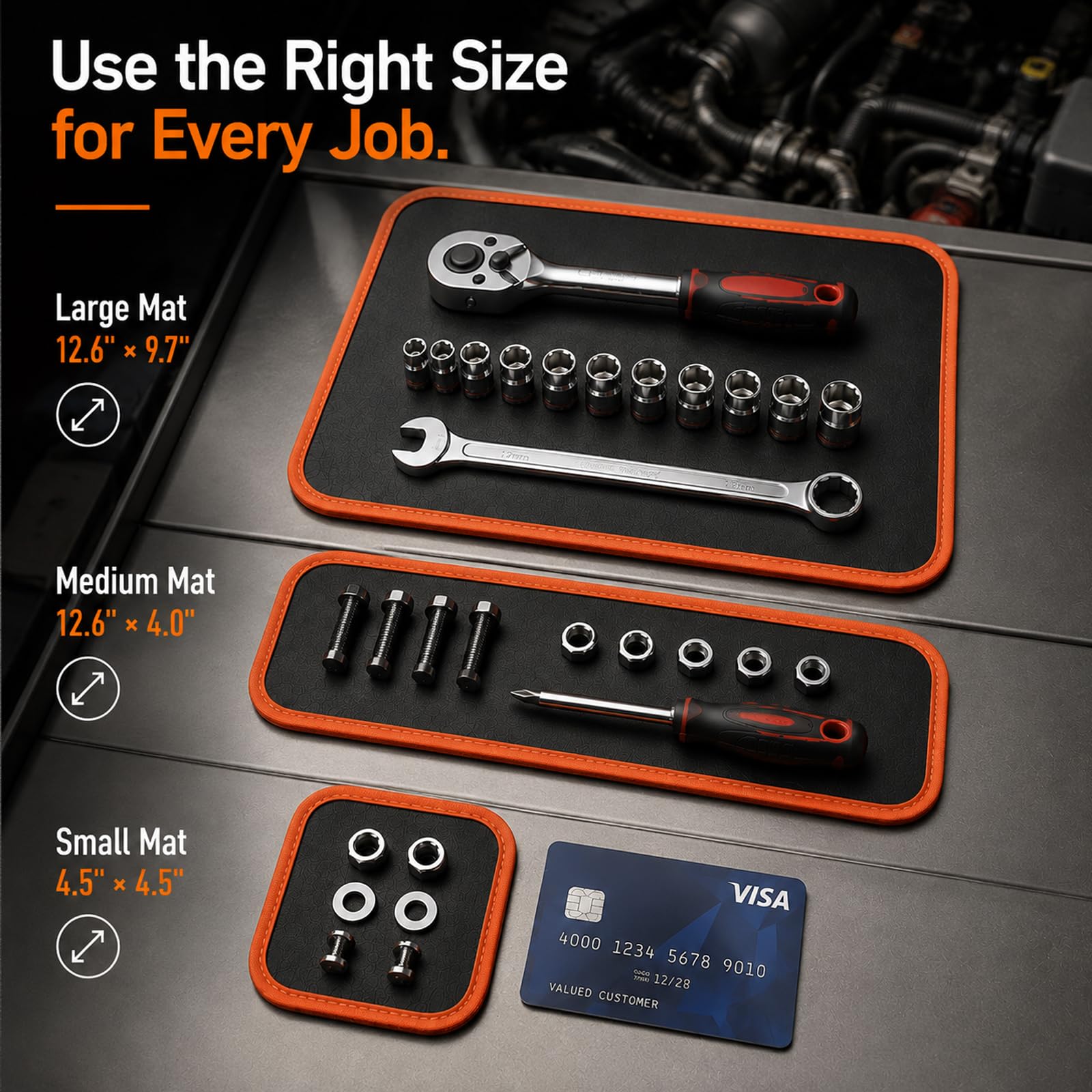 3-Piece Magnetic Tool Mat Set with Pickup Tool for Mechanics — Amazon image 5