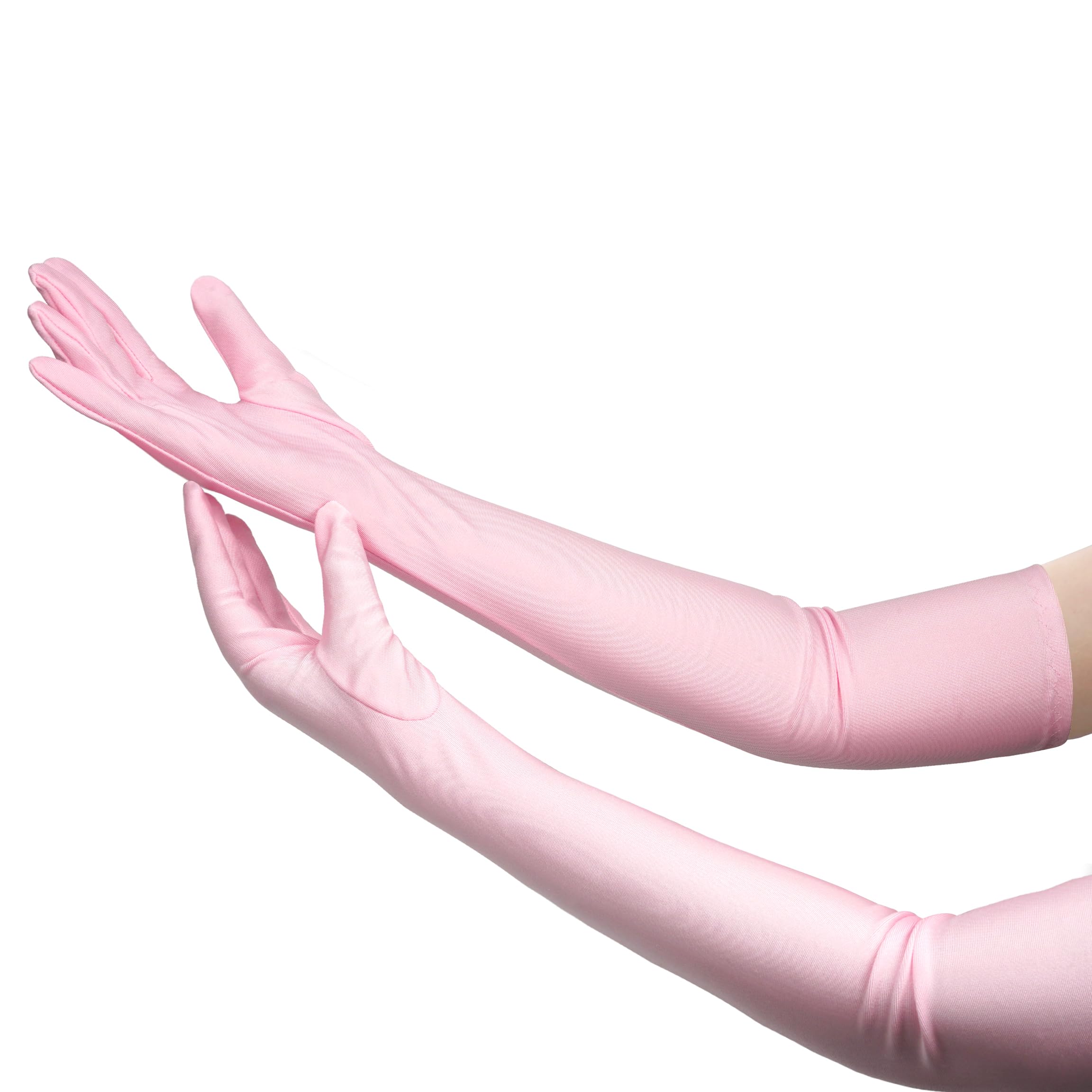 Nackiy Long Black Opera Gloves for Women, 1920s Satin Stretchy Elbow Length Party Gloves Costumes Bridal, 20inch