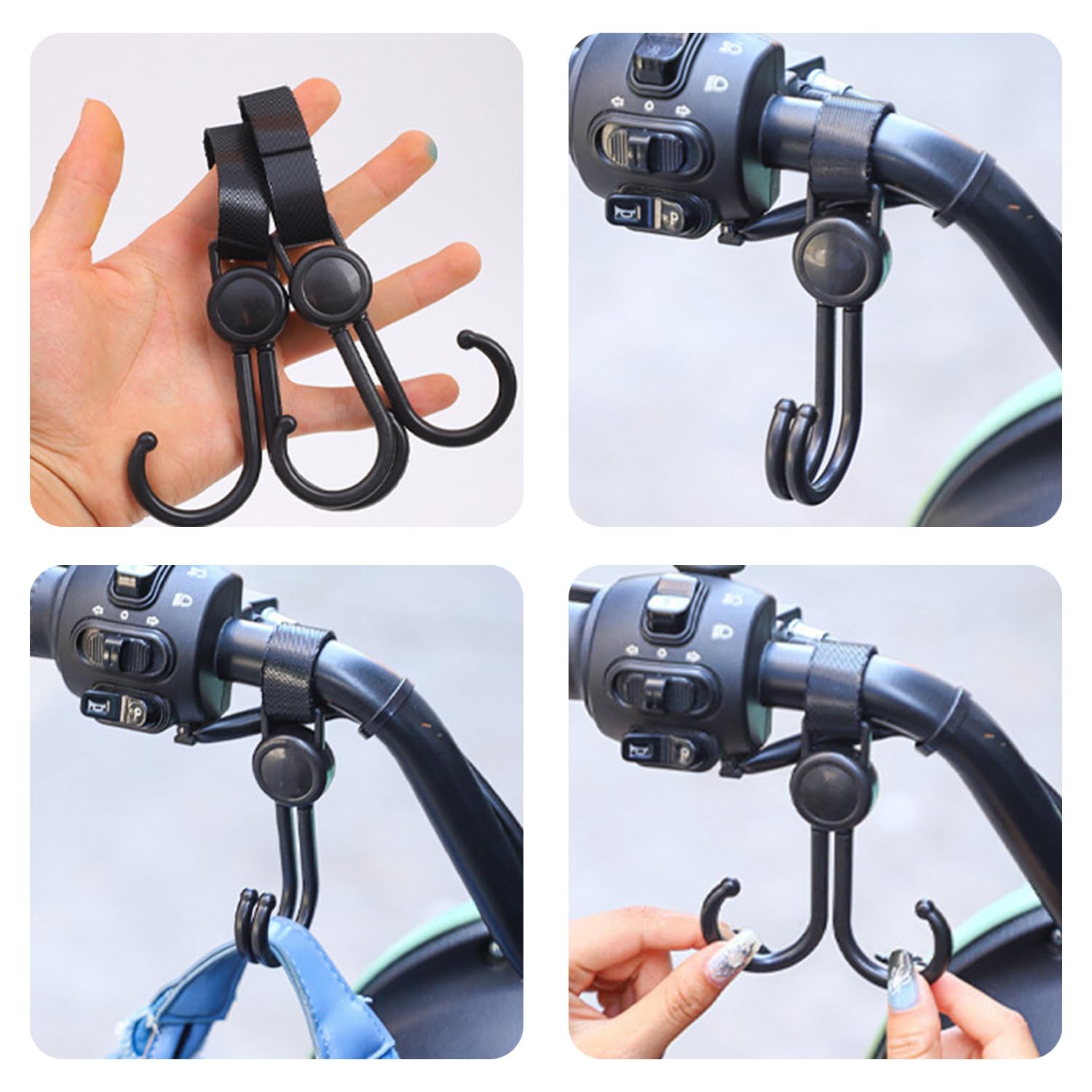 4 Stroller Hooks, Firm and Strong Load-Bearing, Pu Leather Stroller Clip, Suitable for Stroller Backpack Suspension - Image 4