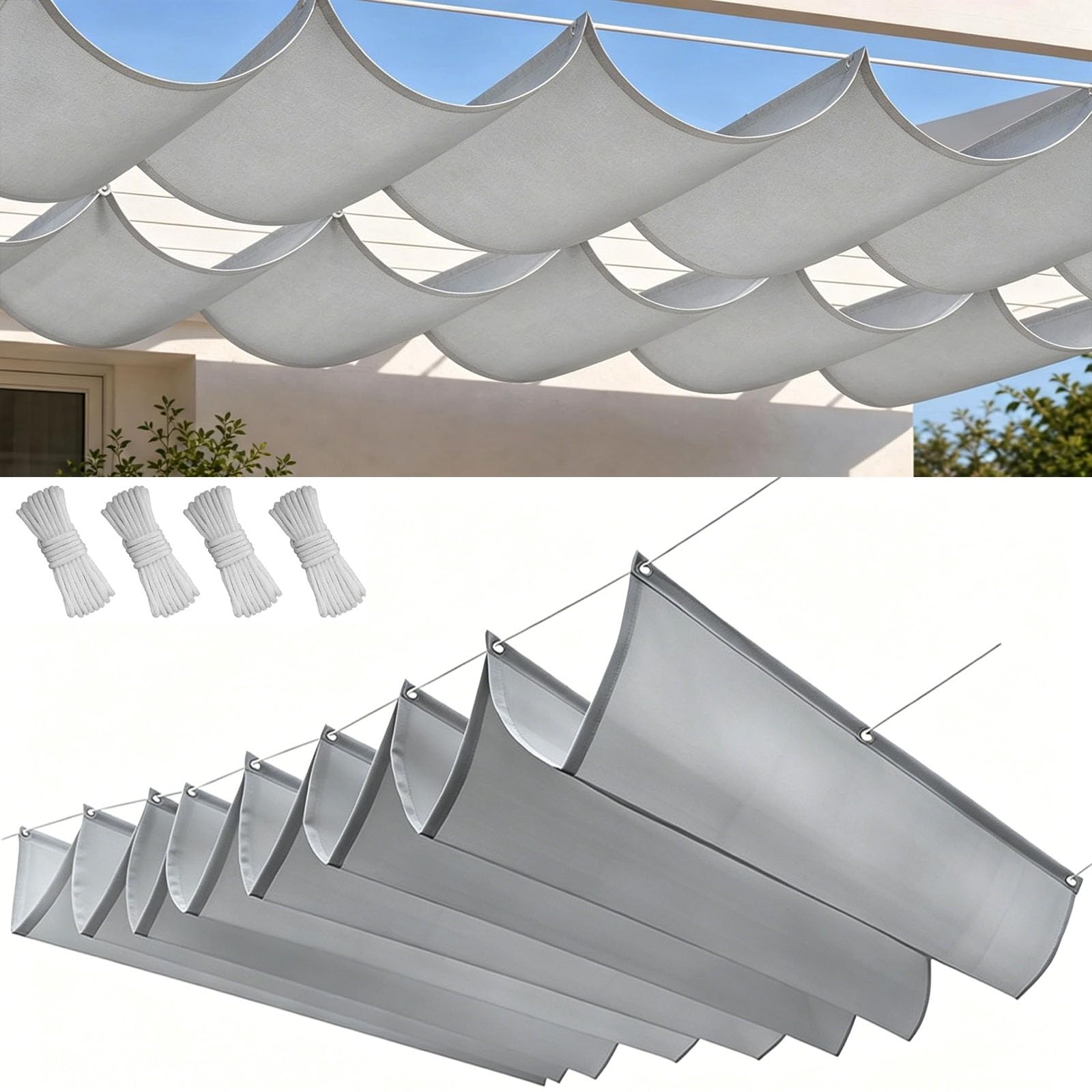 Voile d'ombrage rétractable ondulée pour bloquer la chaleur du balcon