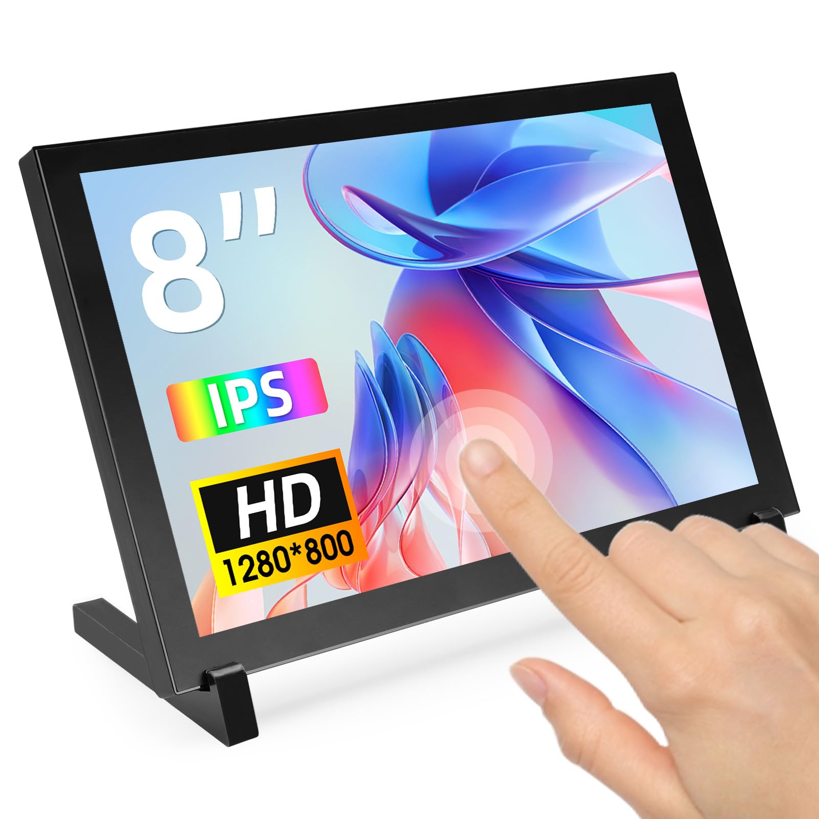 ELECROW Für Raspberry Pi Display, Mini Monitor 8 Zoll 1280×800 Touchscreen Monitor Kompatibel mit Raspberry Pi 5/4, PC/Laptop, Jetson Nano