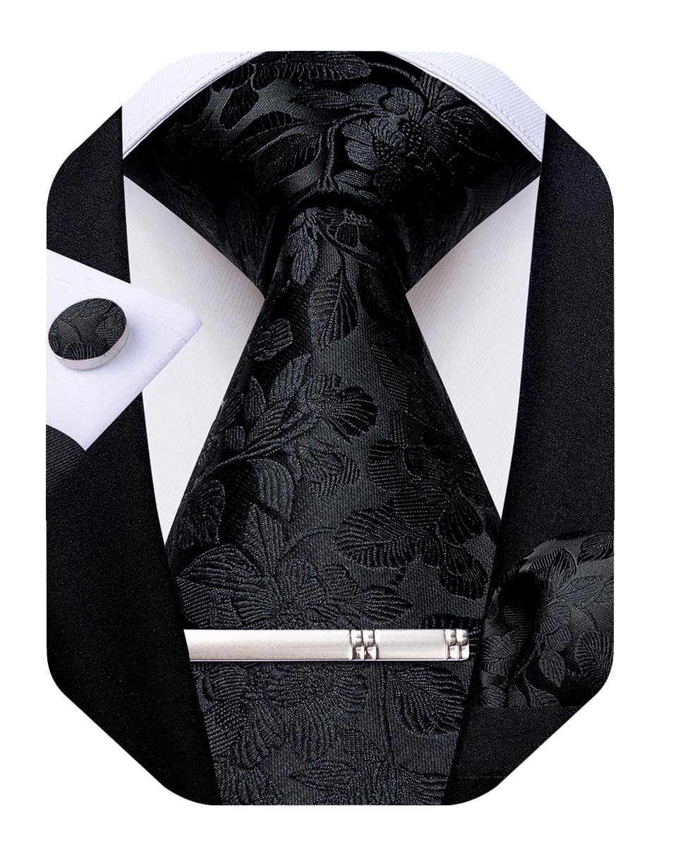 DiBanGu Silk Floral Ties for Men Woven Paisley Necktie