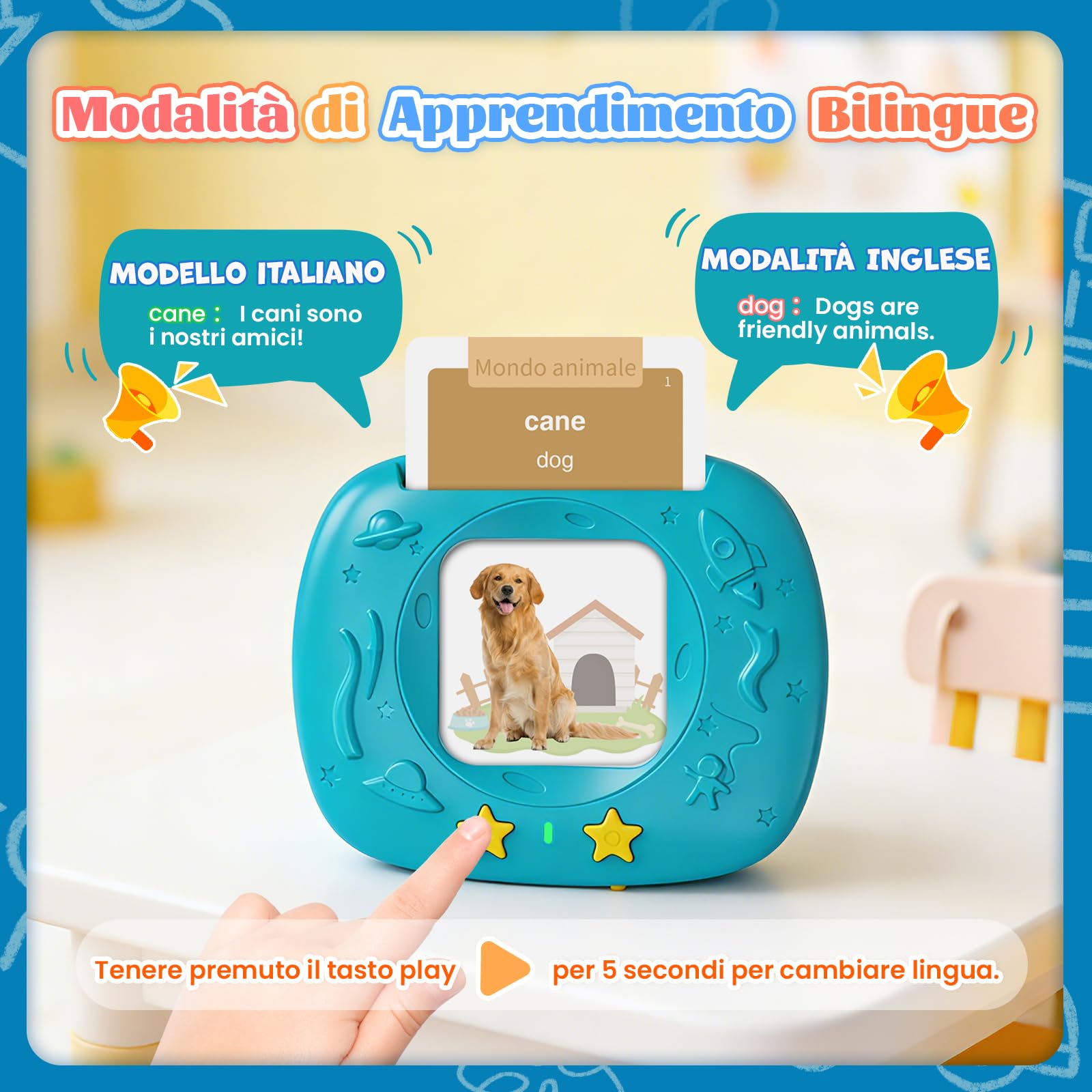 Giochi Bambini 2 Anni, Giochi Montessori, Flashcard in Italiano e inglese con 432 Parole, Amico Vocabolo Gioco Viene Fornito con 216 Carte,Regali e Giocattoli per Ragazze e Ragazzi dai 2 Anni in Su