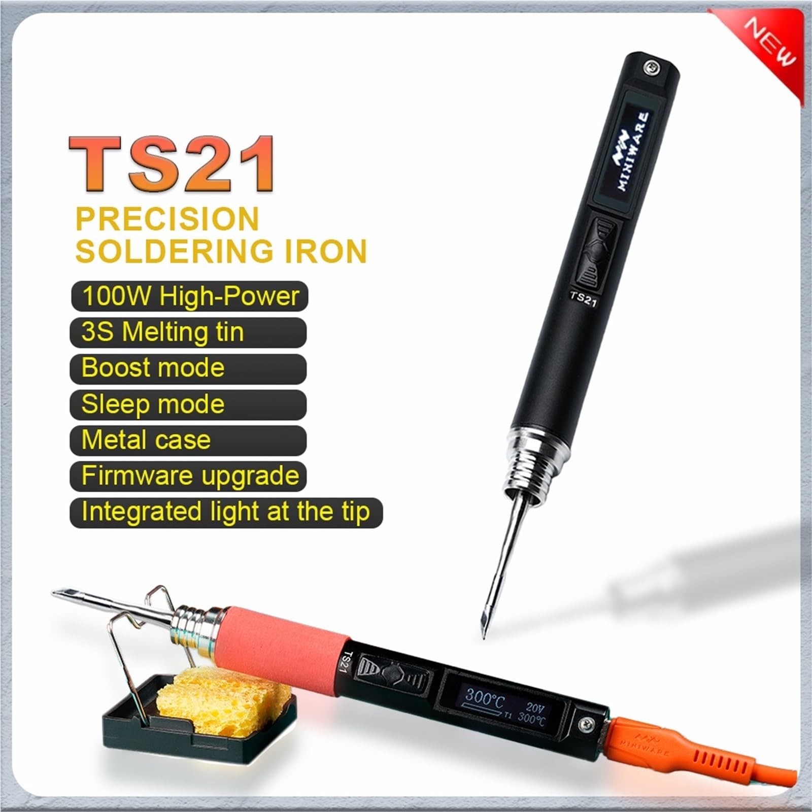 TS21 lutownica precyzyjna regulowana temperatura 100 W 100-450 ℃ stacja naprawcza lutownica przenośna naprawa narzędzie do naprawy(Add Type-C kabel)