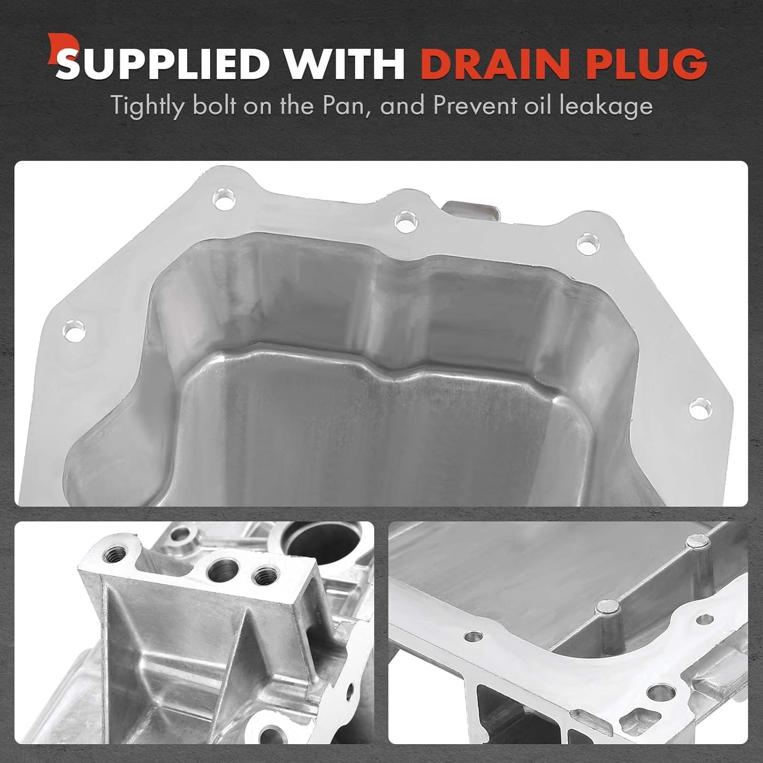 A-Premium Engine Oil Pan Sump with Drain Plug Compatible with Chrysler 300 2005-2014 & Dodge Charger 2007-2020, Magnum 2005-2008, V8 5.7L, AWD Only