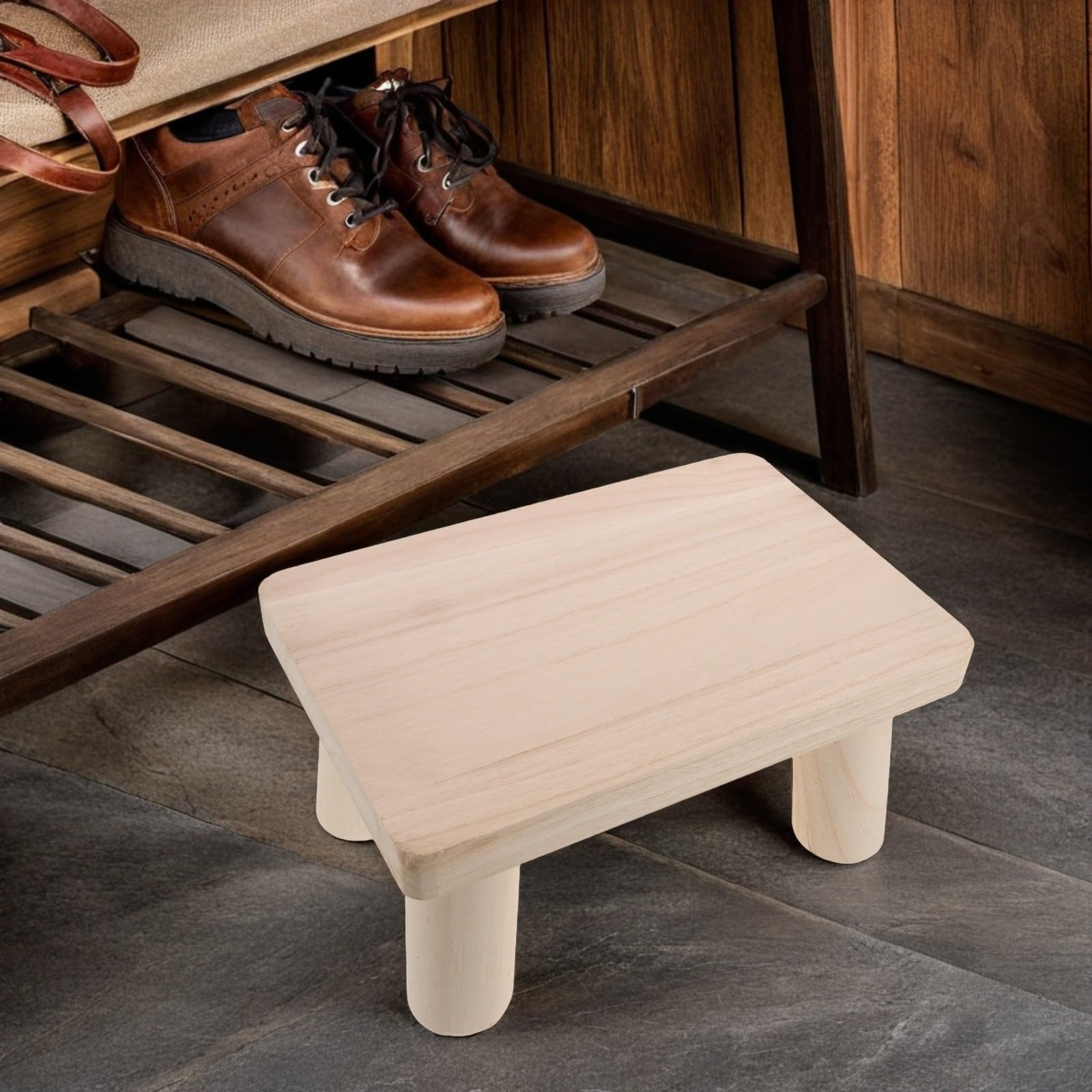 EXCEART Sgabello in Legno Vintage Rettangolare per Anziani con Superficie senza Schegge Multifunzionale per Camera e Ufficio