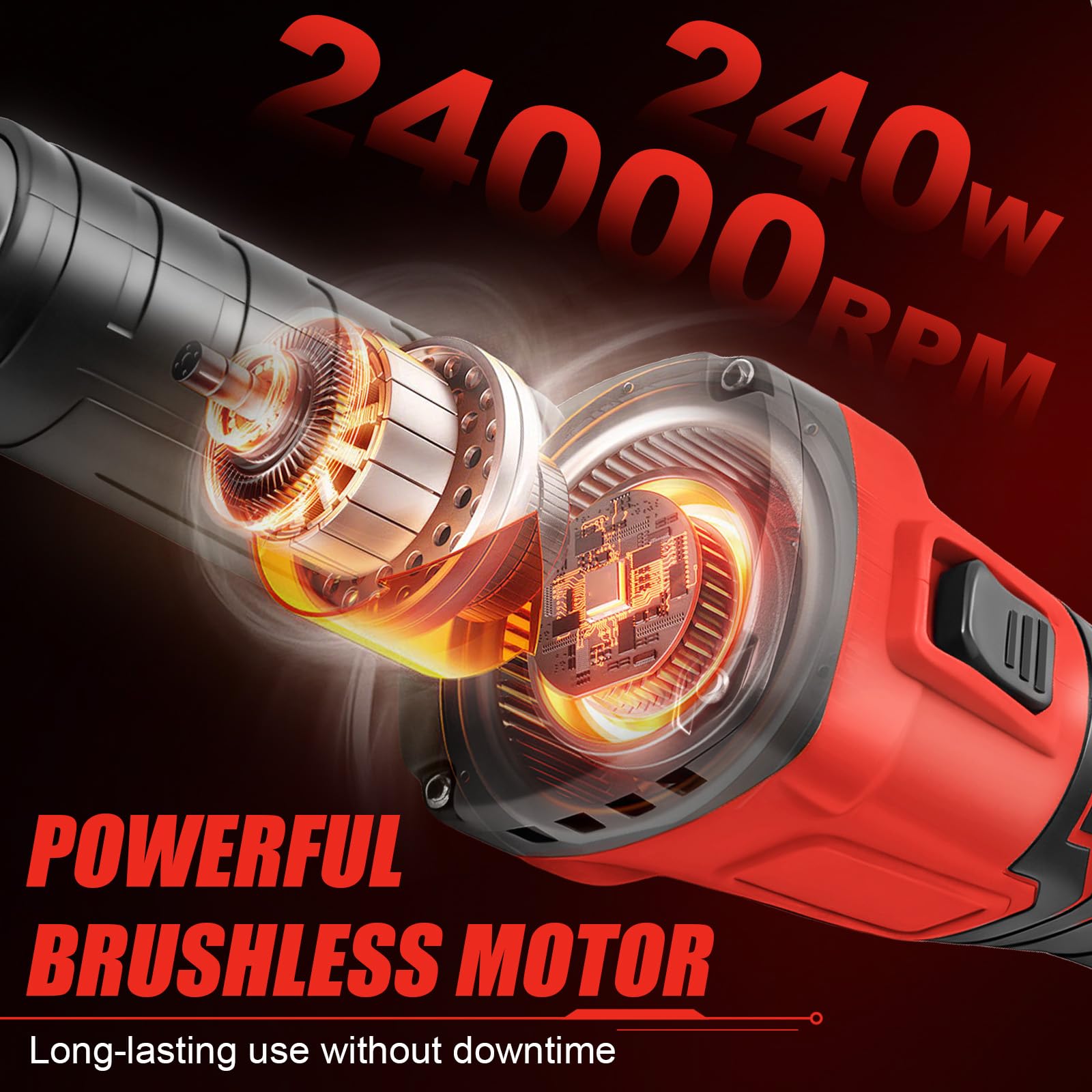 Amoladora recta inalámbrica de 25000 rpm, portabrocas sin escobillas de 6,35 mm