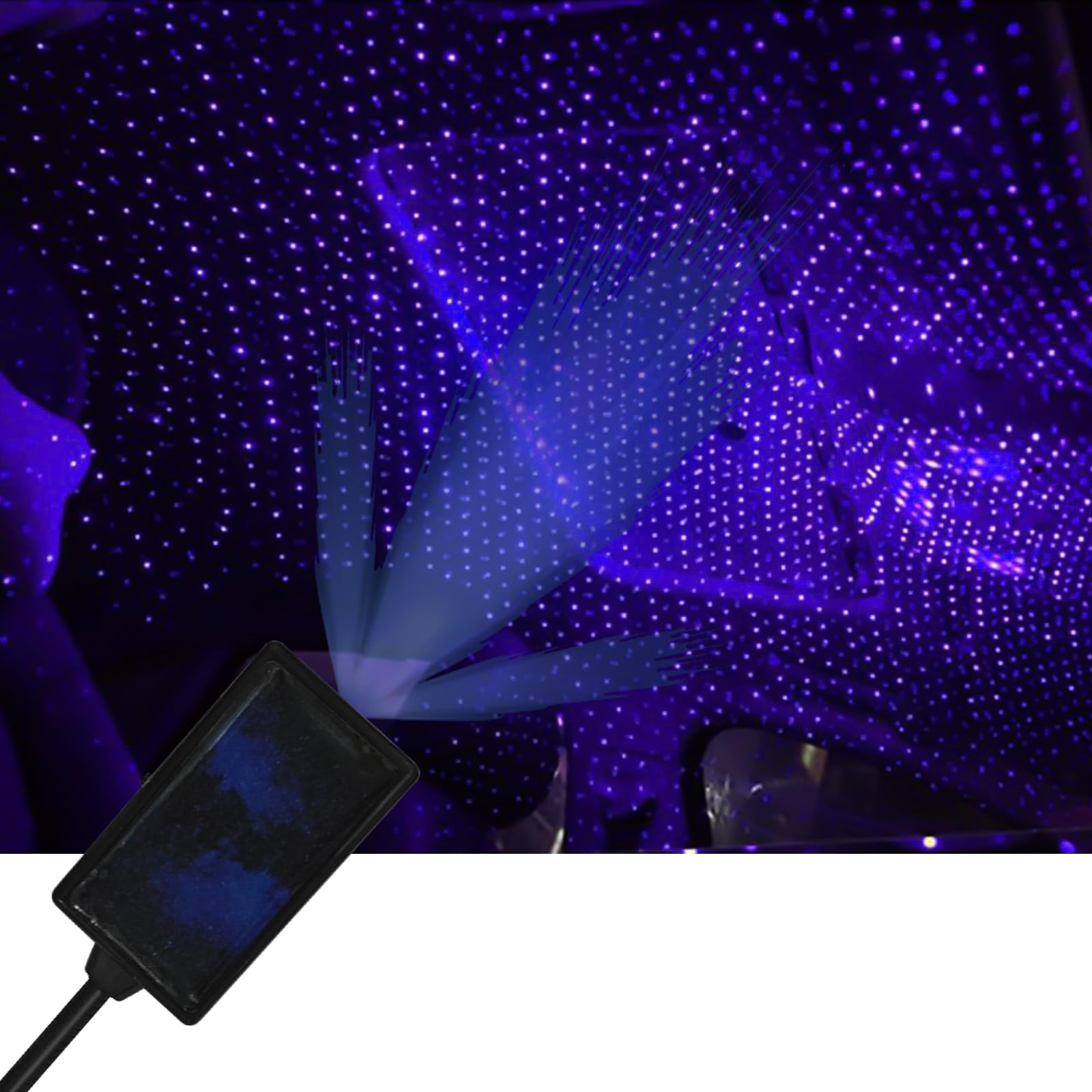 MLAHUIER Roof Star Night Lights for Car, Portable USB Adjustable LED Romantic Atmosphere Projector, Car Interior Ceiling Light Decor with Flashing, Breathing, and Voice Control Mode?Blue