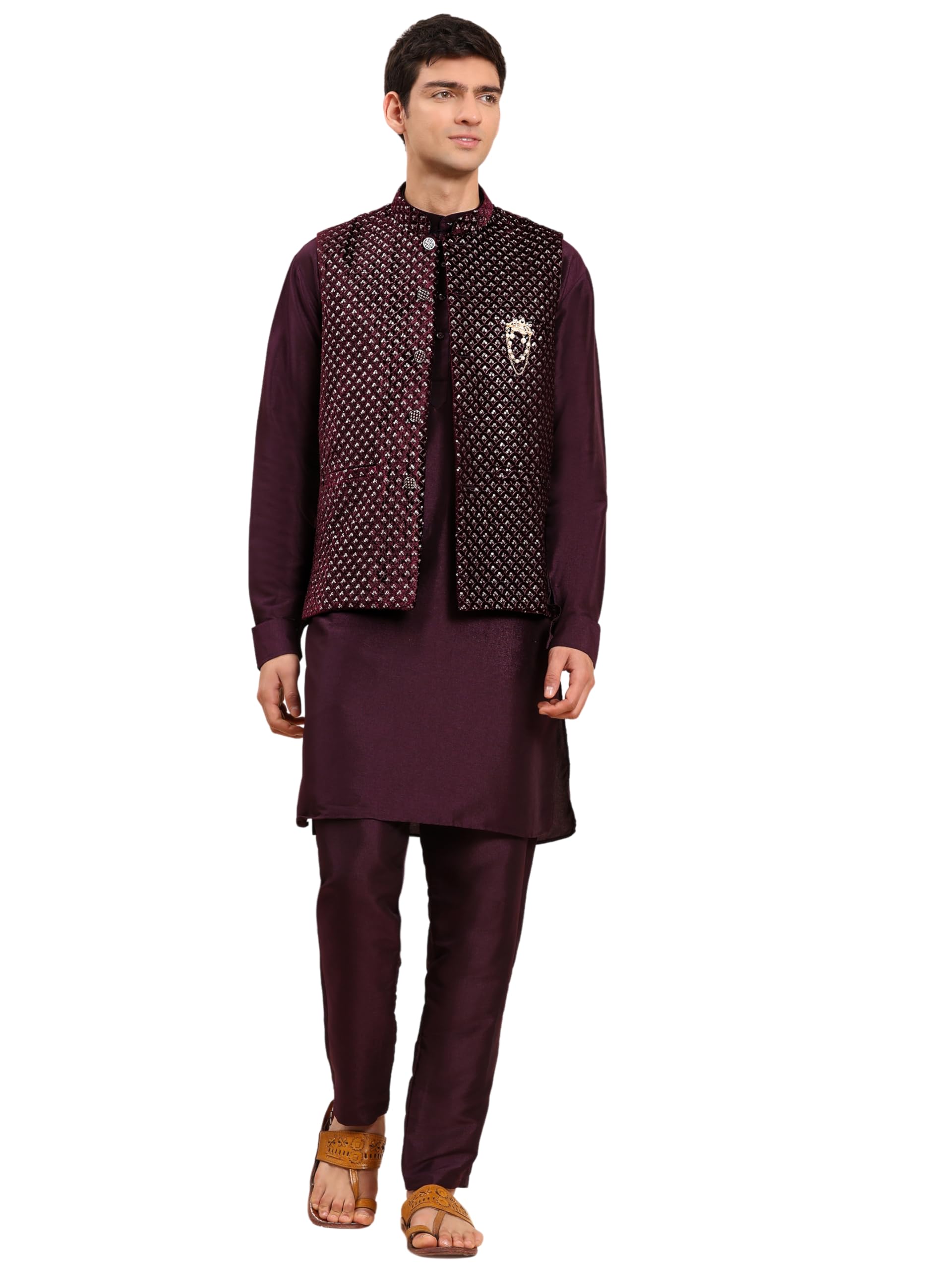 Mens Cotton Kurta Set With Velvet Nehru Jacket (Waistcoat) For Men (C-115)-image-27