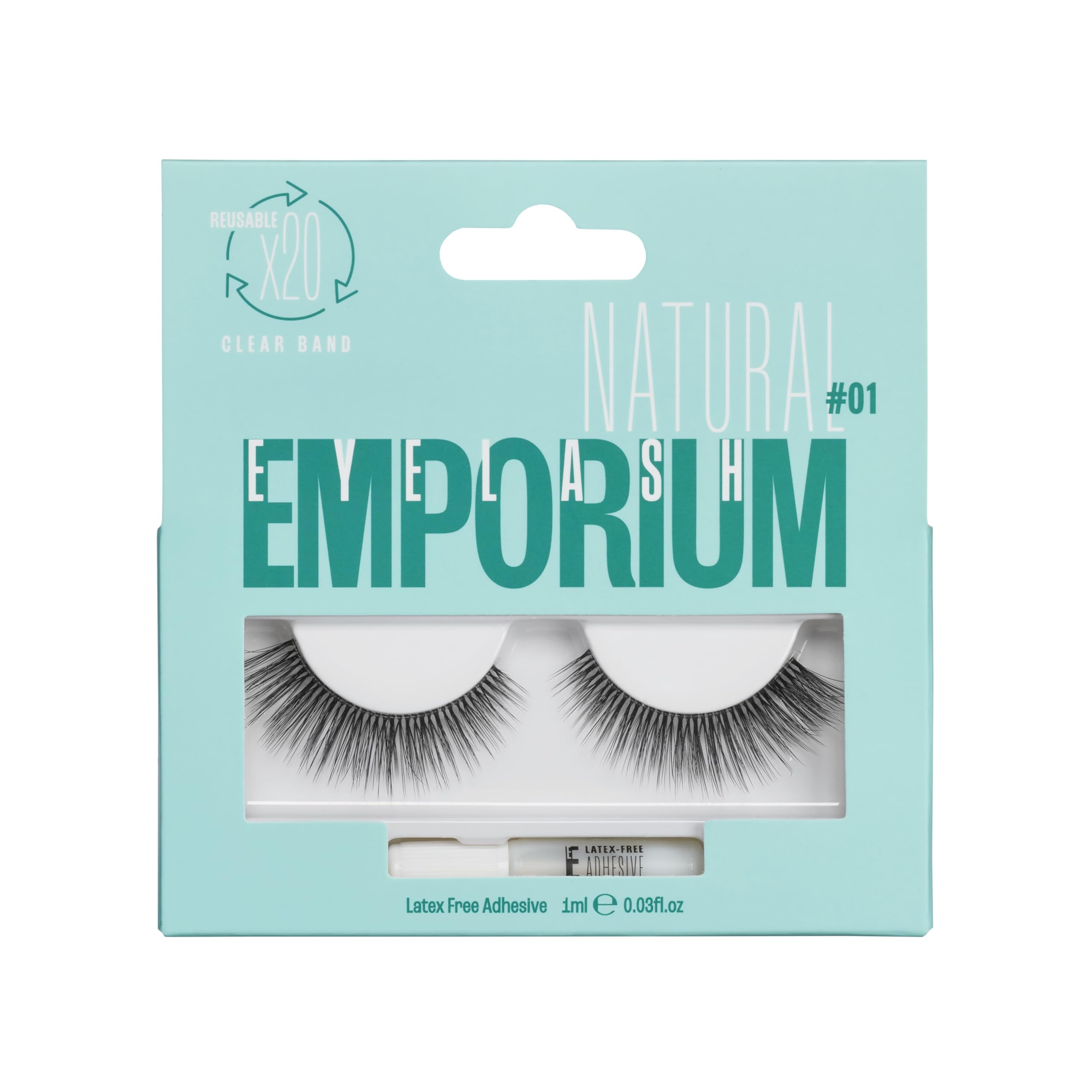Eyelash Emporium False Eyelashes Natural 01 With Eyelash Glue – A Light, Natural Lash (Pack of 1 Pair)
