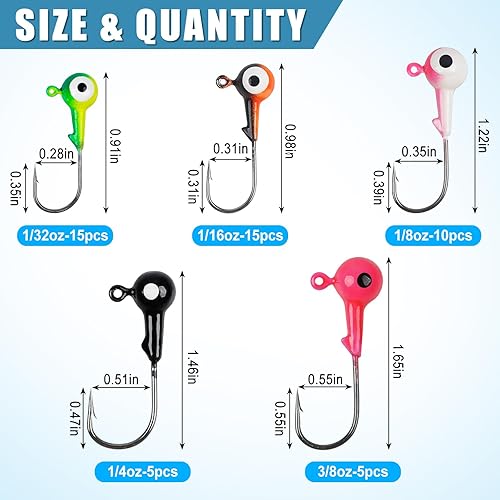 Miniatura 10 de Ganchos de cabeza de plantilla de pesca con cabeza de bola redonda, anzuelos de pesca, señuelos de lubina, cabezas de plantilla para trucha,