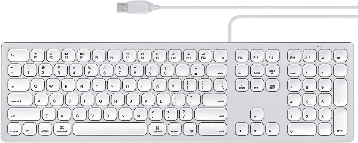 Super Brands Perixx PERIBOARD-325 Wired Backlit Aluminum USB Keyboard, Compatible with Mac OS X, X Type Scissor Keys Slim Design with 2 Built-in USB Hubs, US English Layout