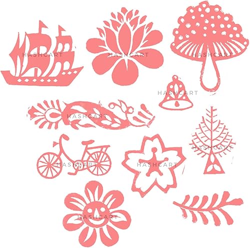 Miniatura 8 de Hashcart Baren para sellos de impresión de bloques, bloques de madera de estampado, diseño tallado a mano, patrón de impresión para Saree Border,