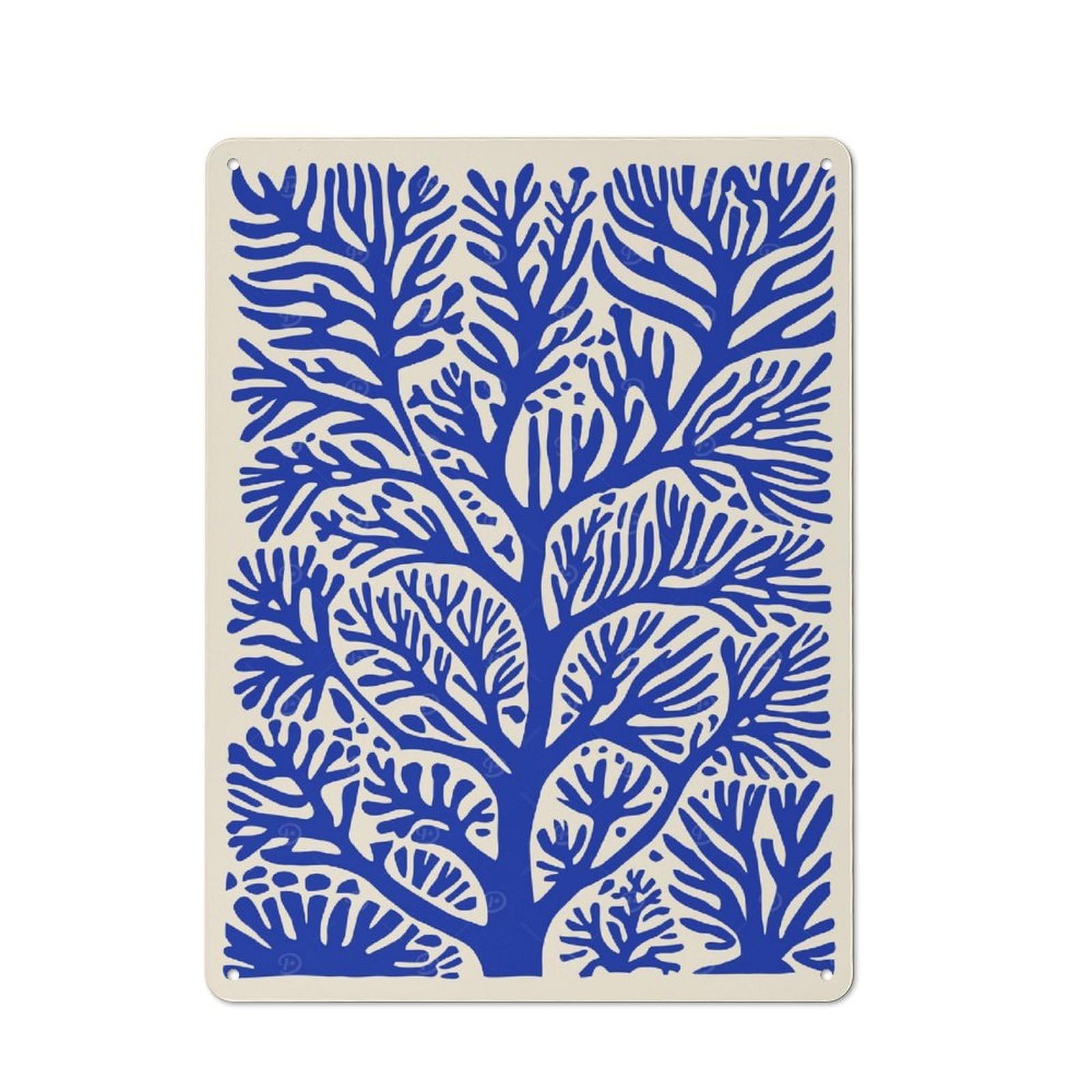 Junmoney Style-1 Blue Coral Reefs Metal Wall Art Sign 40X30cm, Vintage Old Style Wall Plaque For Living Room, Hallway, Kitchen Or Cafe