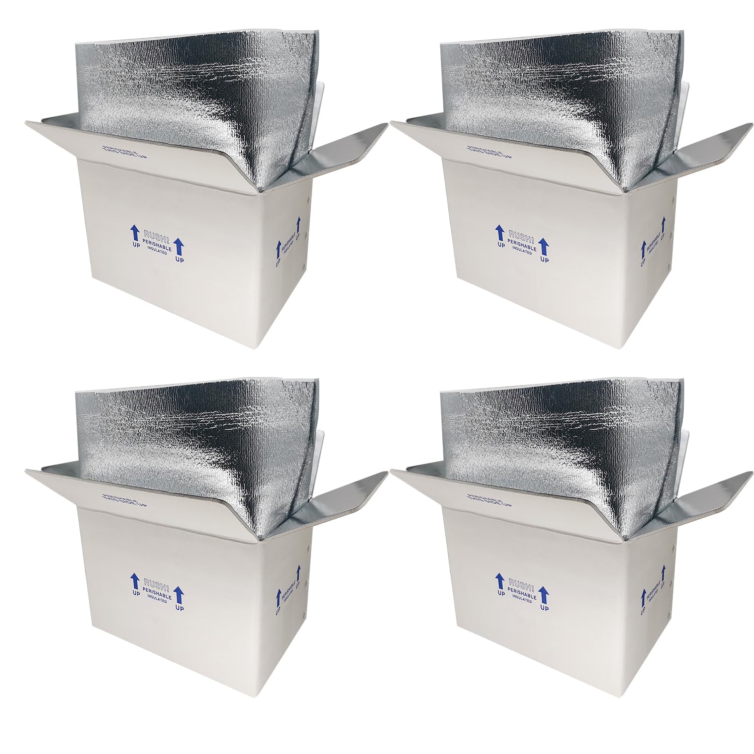 Insulated Shipping Boxes with Liners, 4 Pack 15'' x 10'' x 11'' Small Cold Shipping Boxes, for Perishable Frozen Food Shipping, White (TB151011L-4)